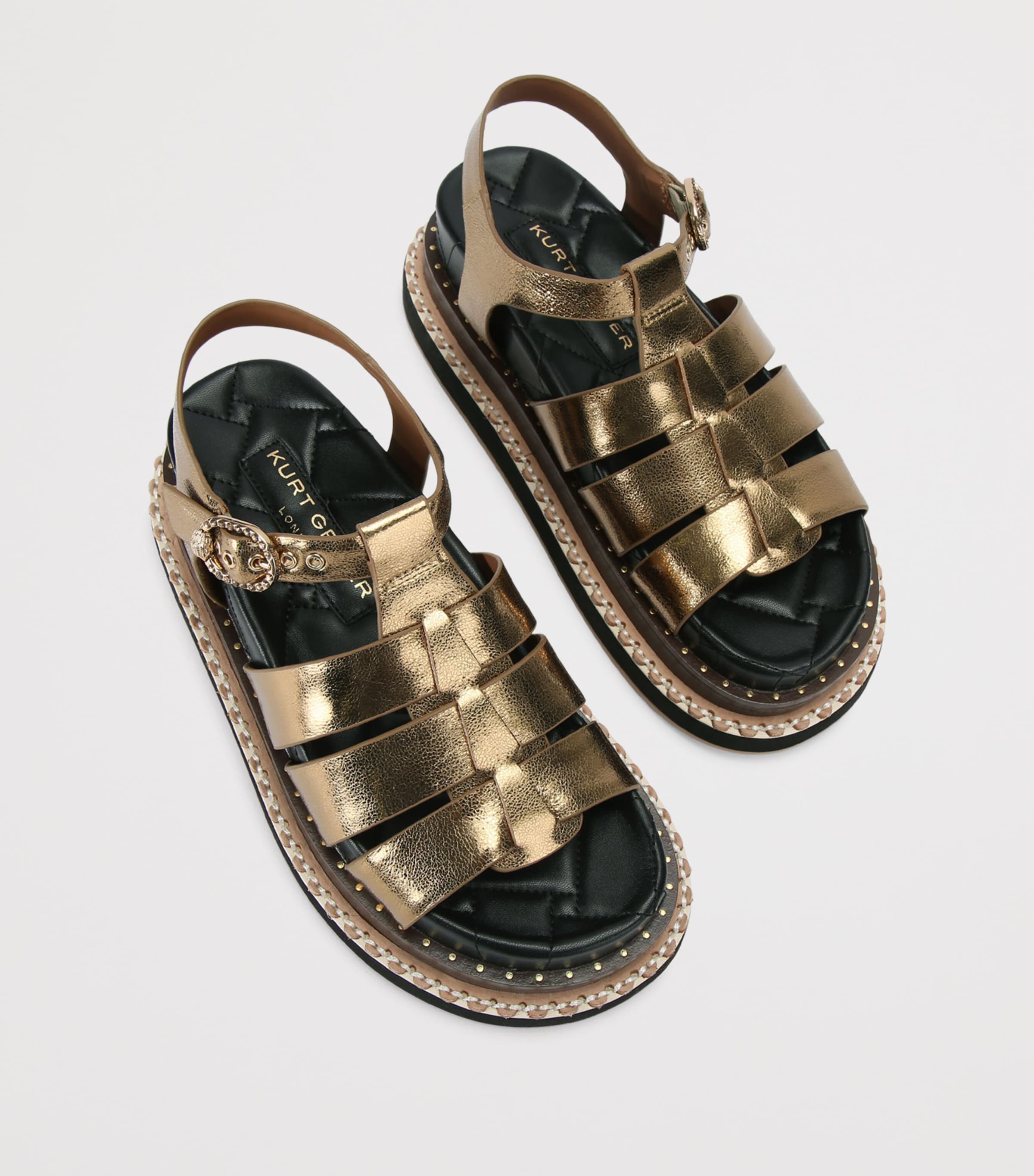 Kurt Geiger London Metallic Leather Orson Sandals Bronze Image 3