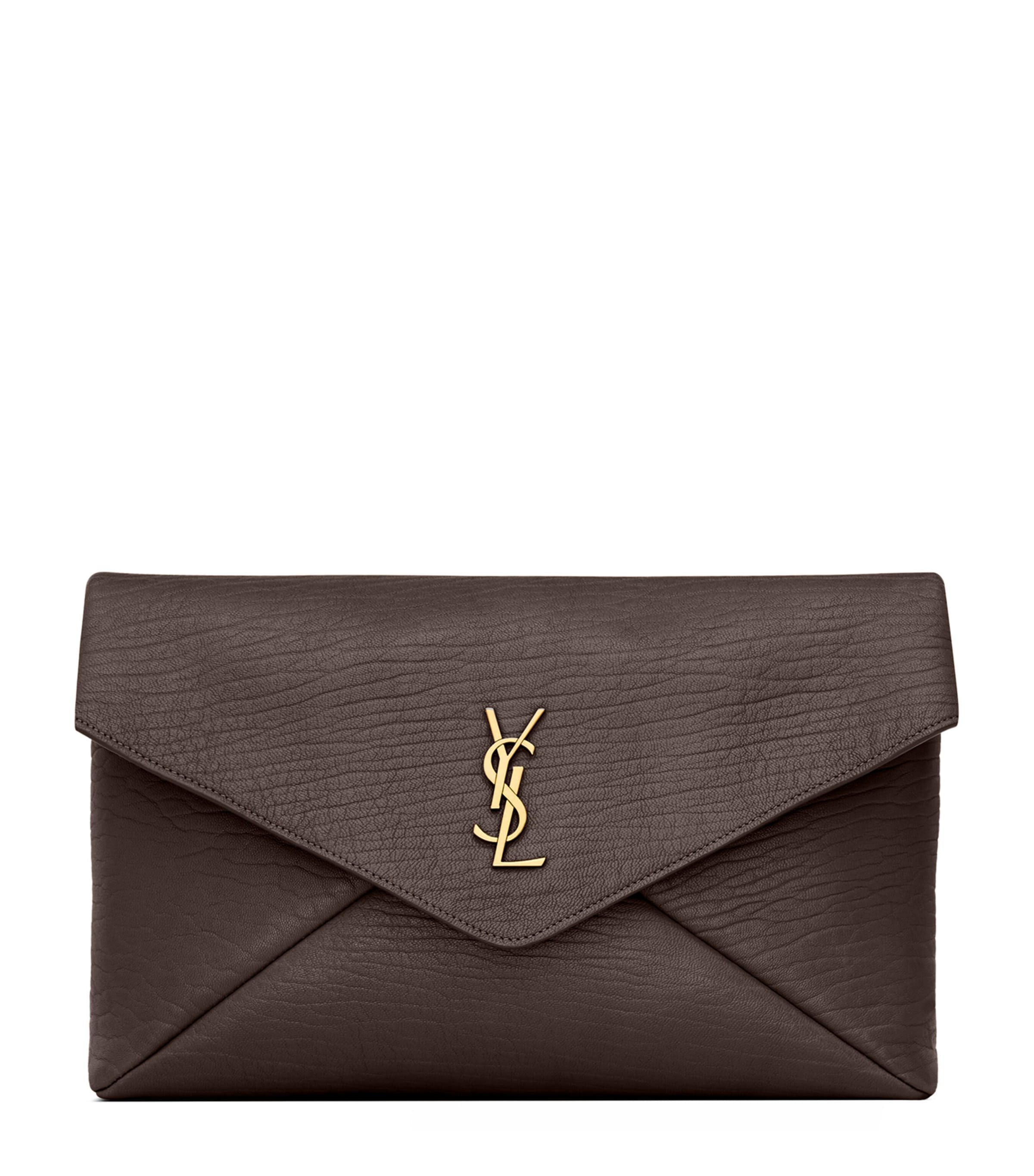 Saint Laurent Large Leather Cassandre Envelope Clutch Bag Image 1