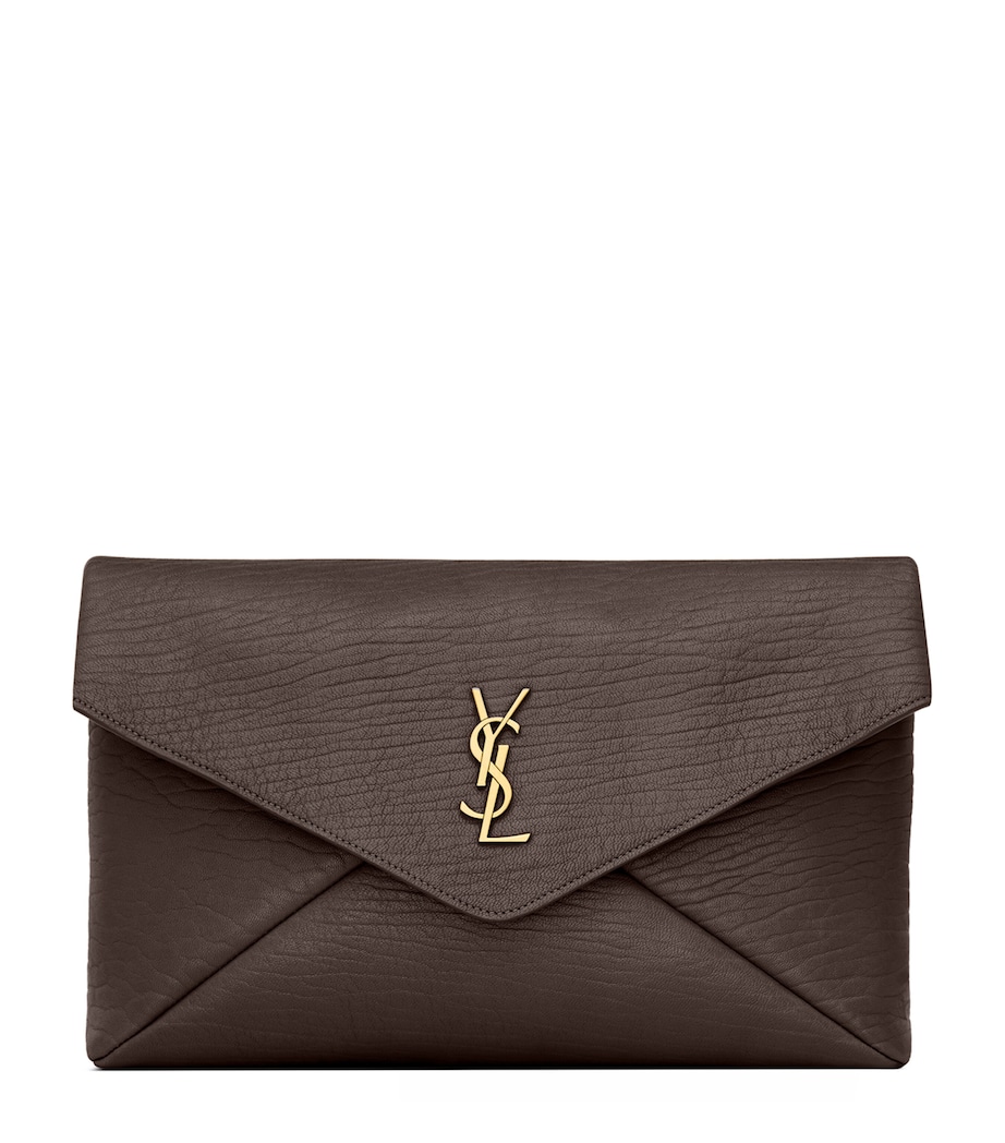 Saint Laurent Large Leather Cassandre Envelope Clutch Bag Image 1