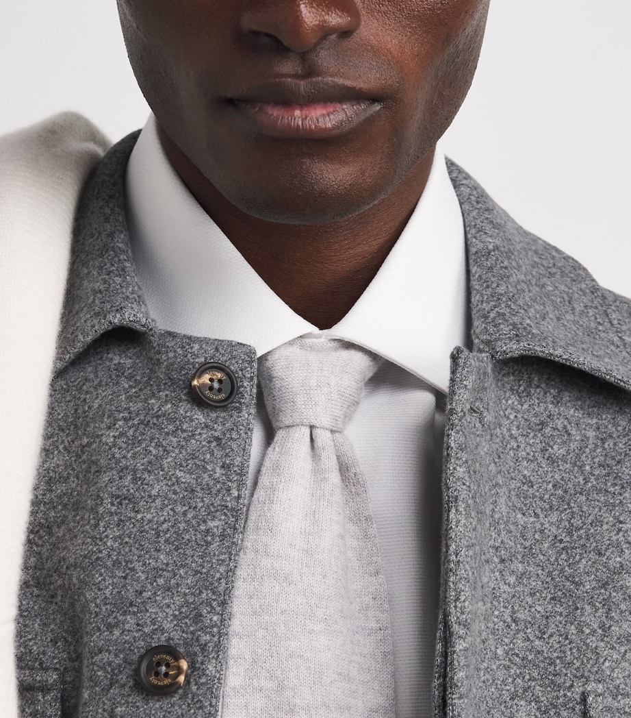 Eleventy Mens Cotton-Wool Overshirt Grigio Fumo Melange Image 3