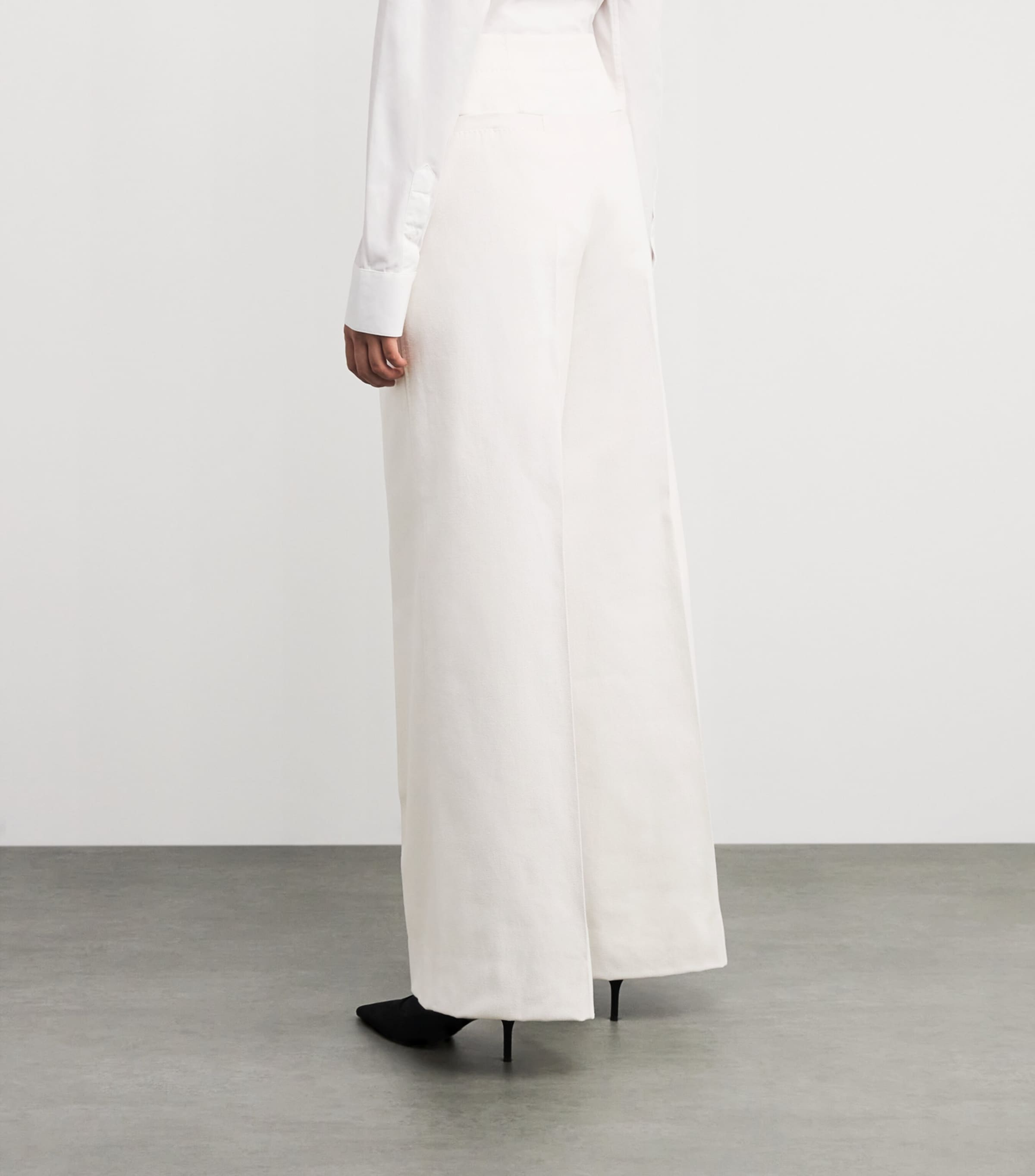 Brioni Womens Cotton-Silk Wide-Leg Trousers Image 4