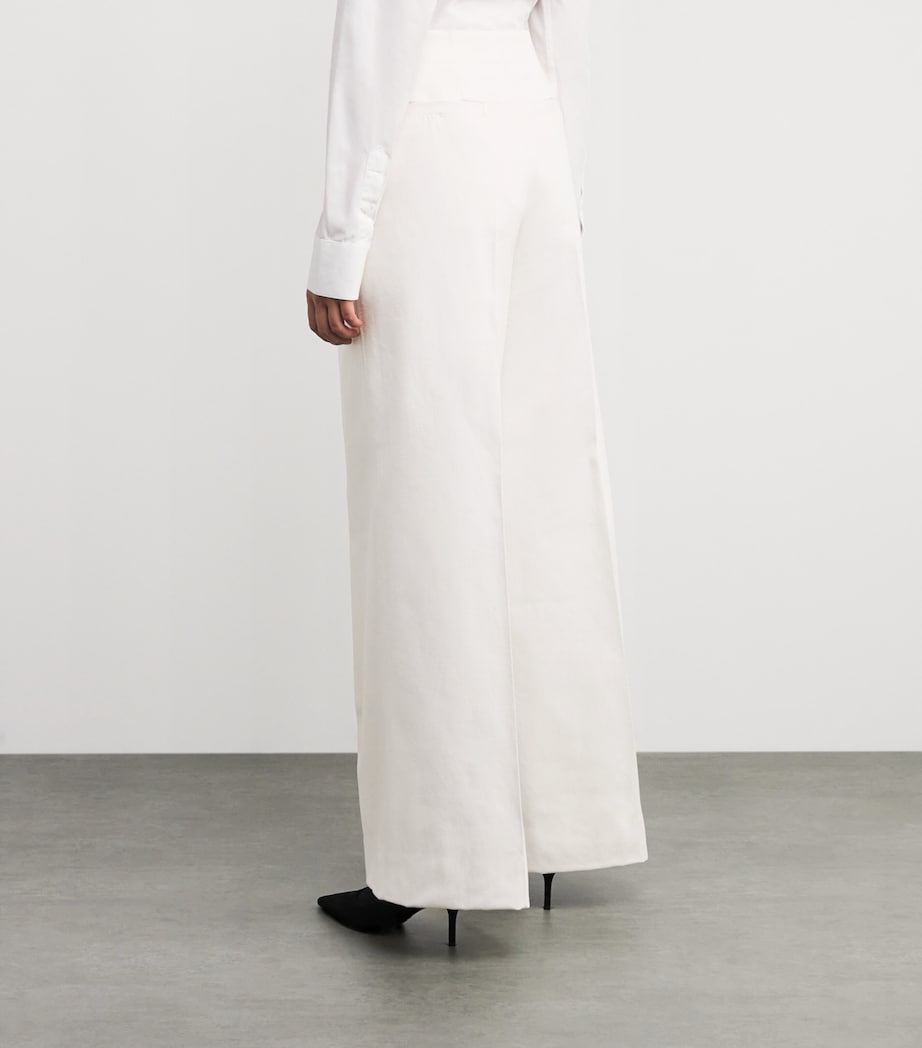 Brioni Womens Cotton-Silk Wide-Leg Trousers Image 4