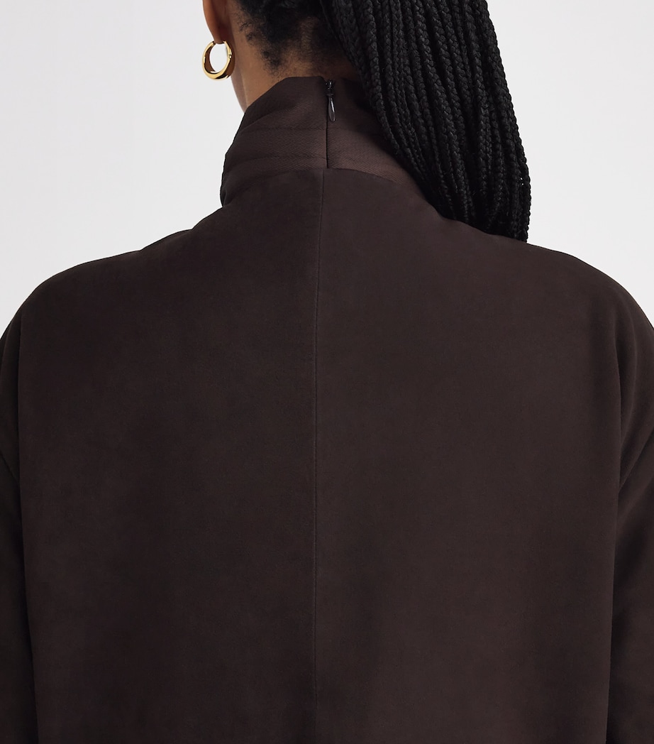 Suede Utility Cocoon Bomber Jacket COFFEE Image 6
