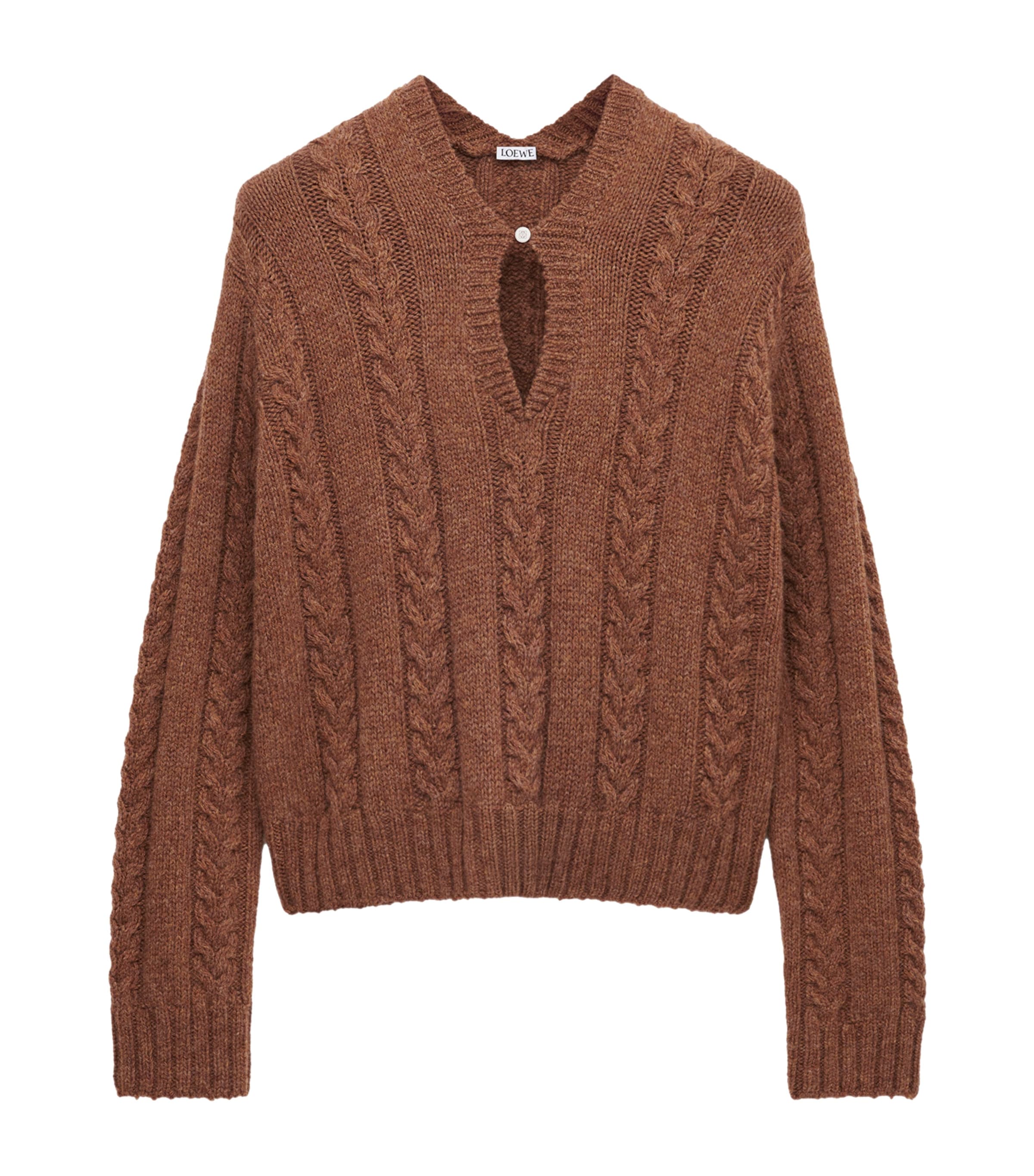Loewe Wool Cable-knit Sweater In Brown