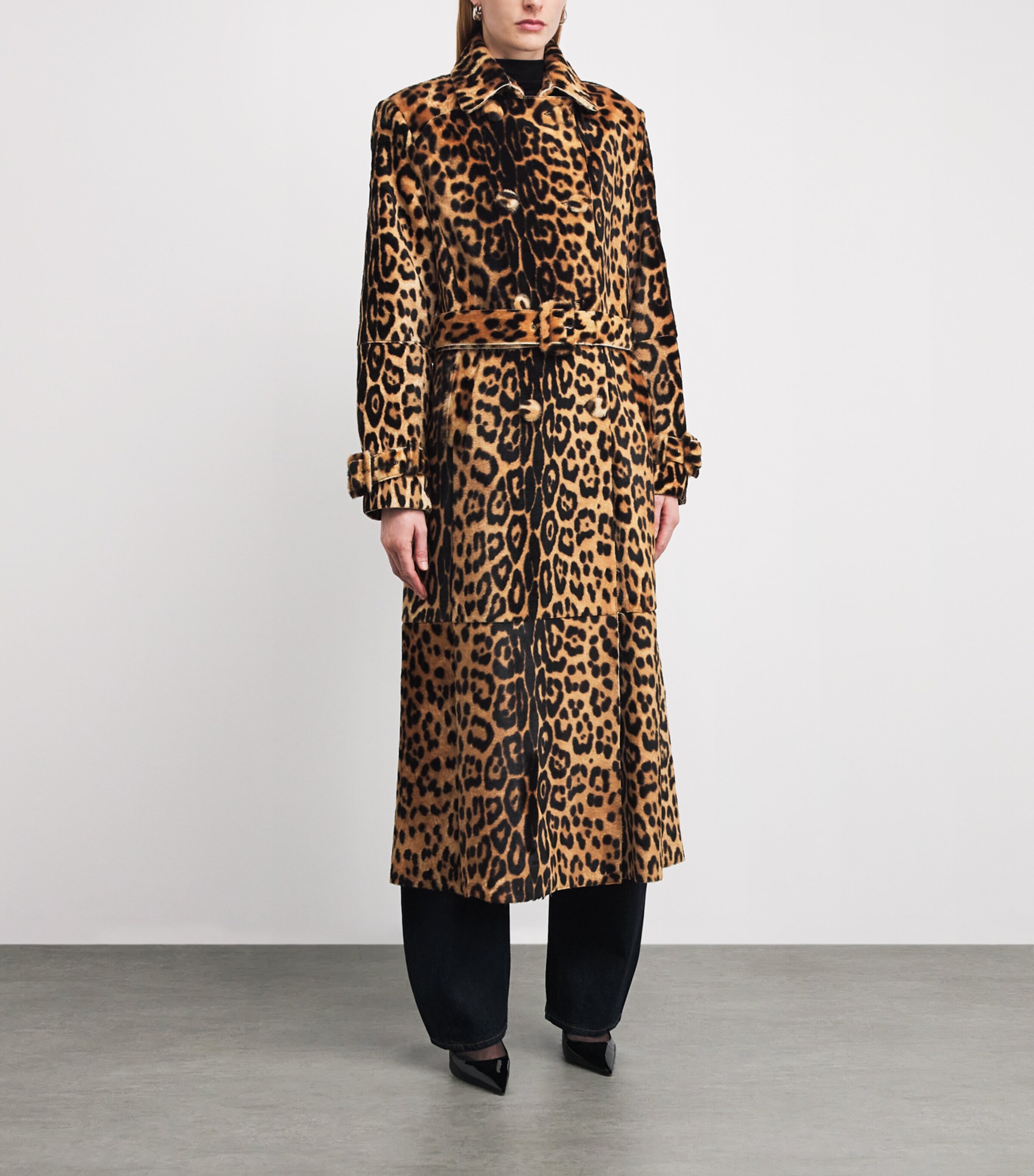 NOUR HAMMOUR Womens Ponyhair Leopard Tate Overcoat Leopard Image 3