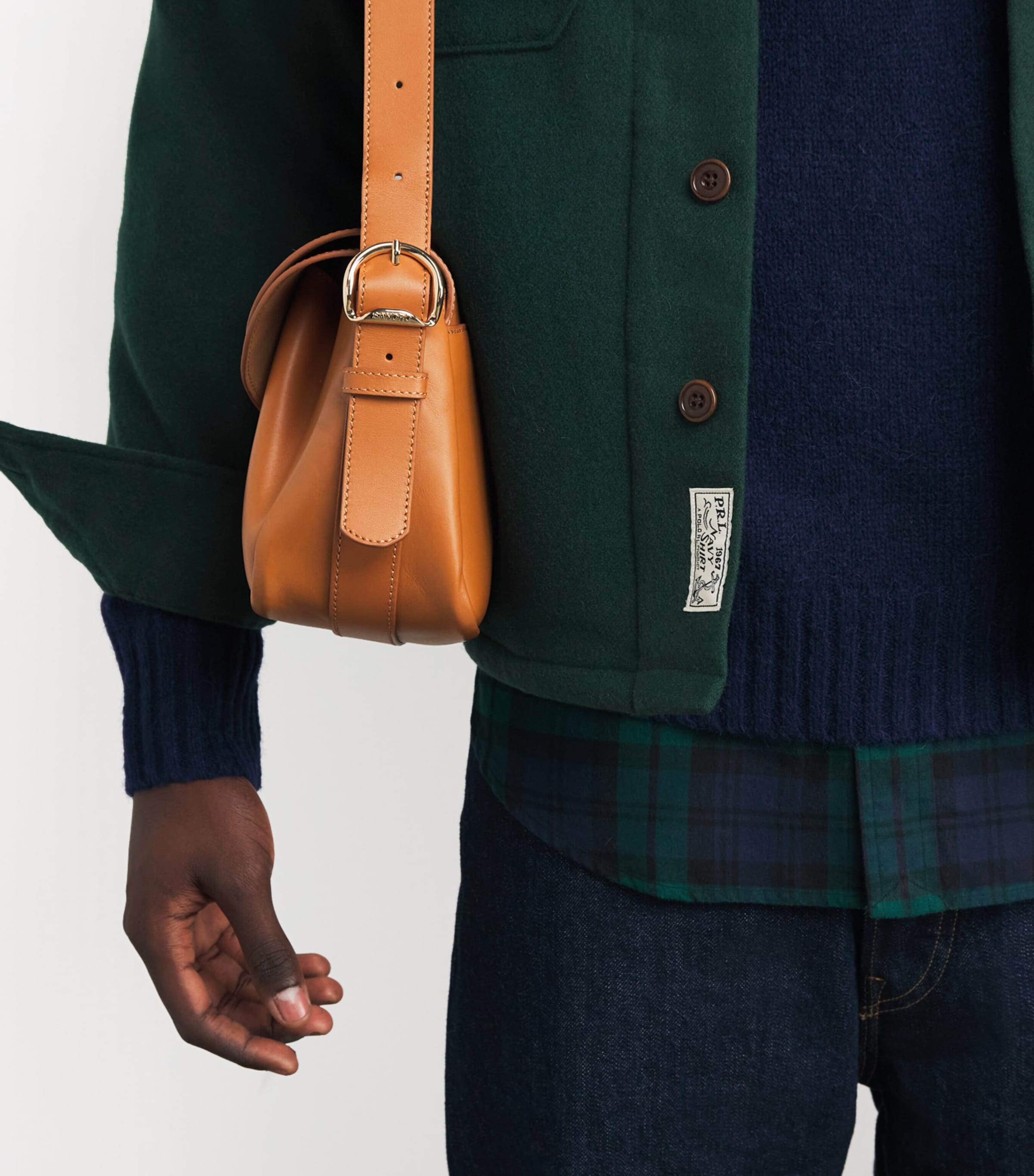 Wool Twill Suede-Patch Overshirt DARK GREEN Image 6