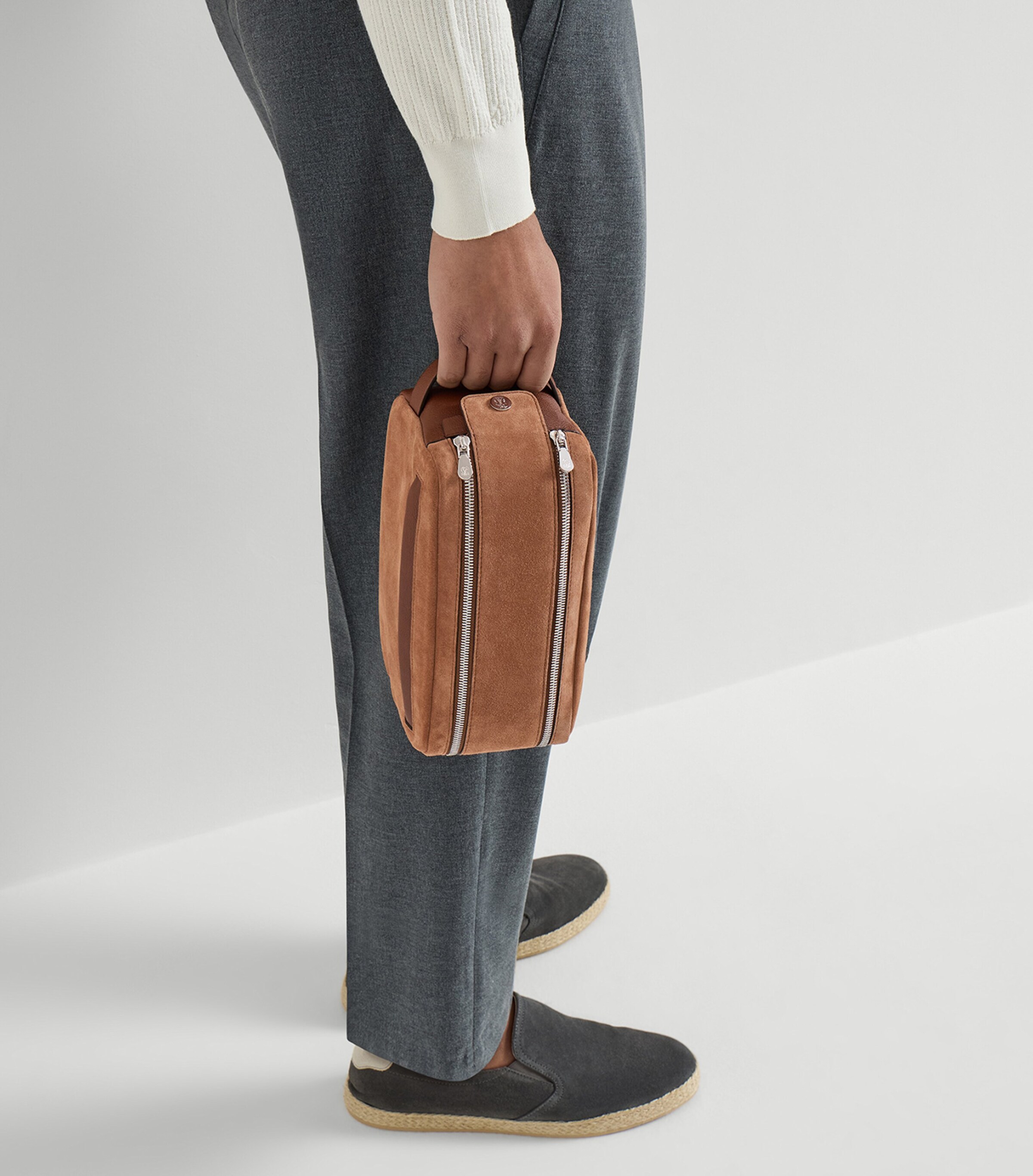 Brunello Cucinelli Suede-Leather Wash Bag Image 2