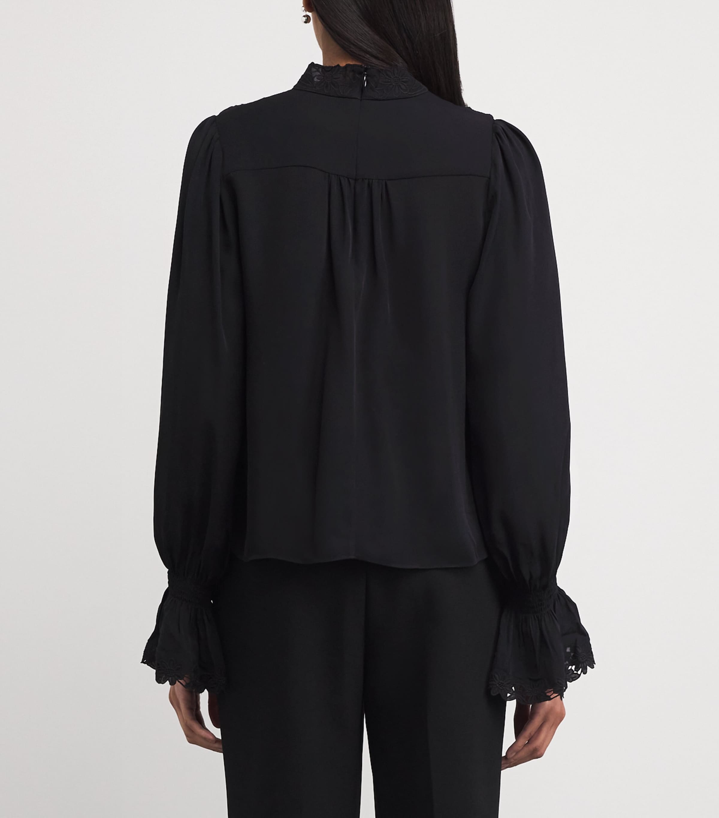 Silk Embroidered Blouse BLACK Image 4