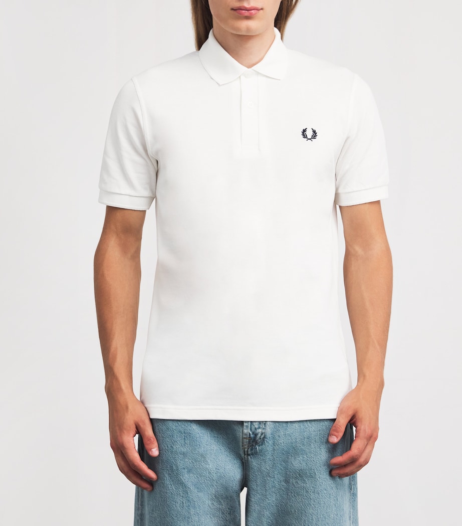 Cotton Logo Polo Shirt 100 WHITE NAVY Image 3