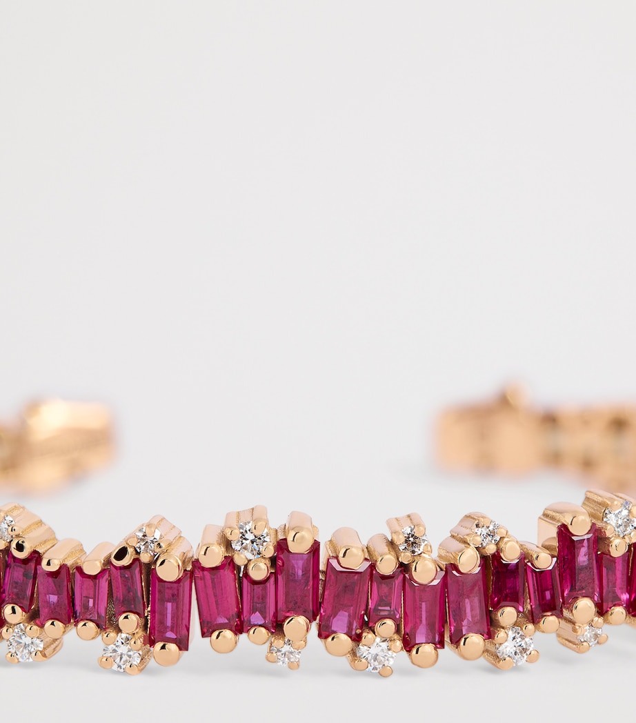 Small Rose Gold, Ruby and Diamond Shimmer Audrey Bangle 18K RG/R Image 6