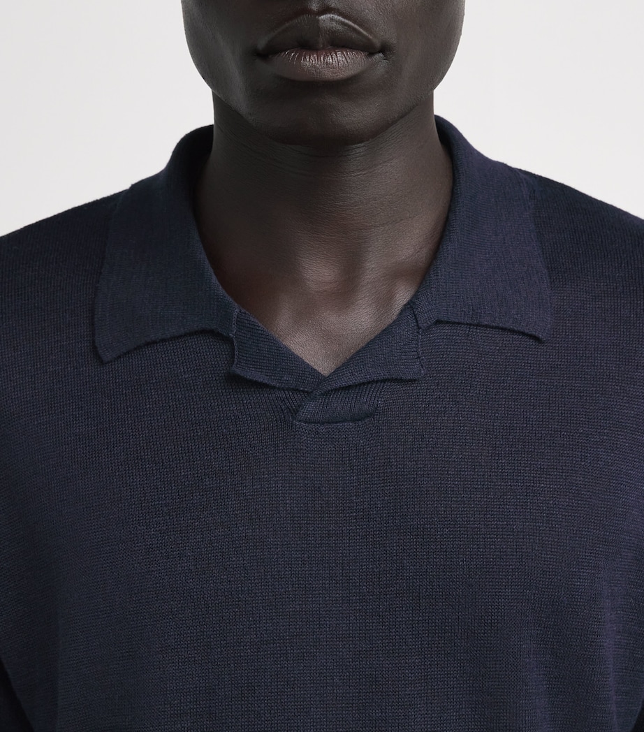 Linen Polo Shirt BLU Image 6