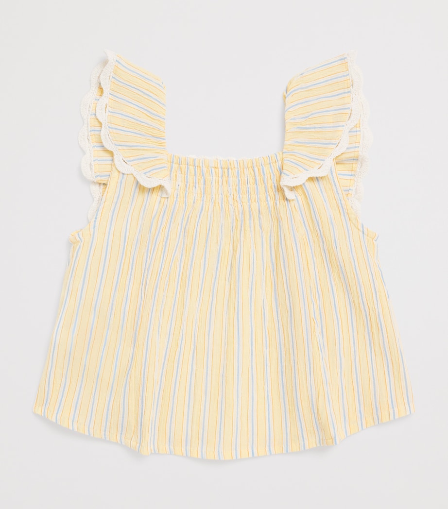 Louise Misha Cotton Stripe Gia Blouse (3-10 Years) Yellow Sunny Stripes Image 2
