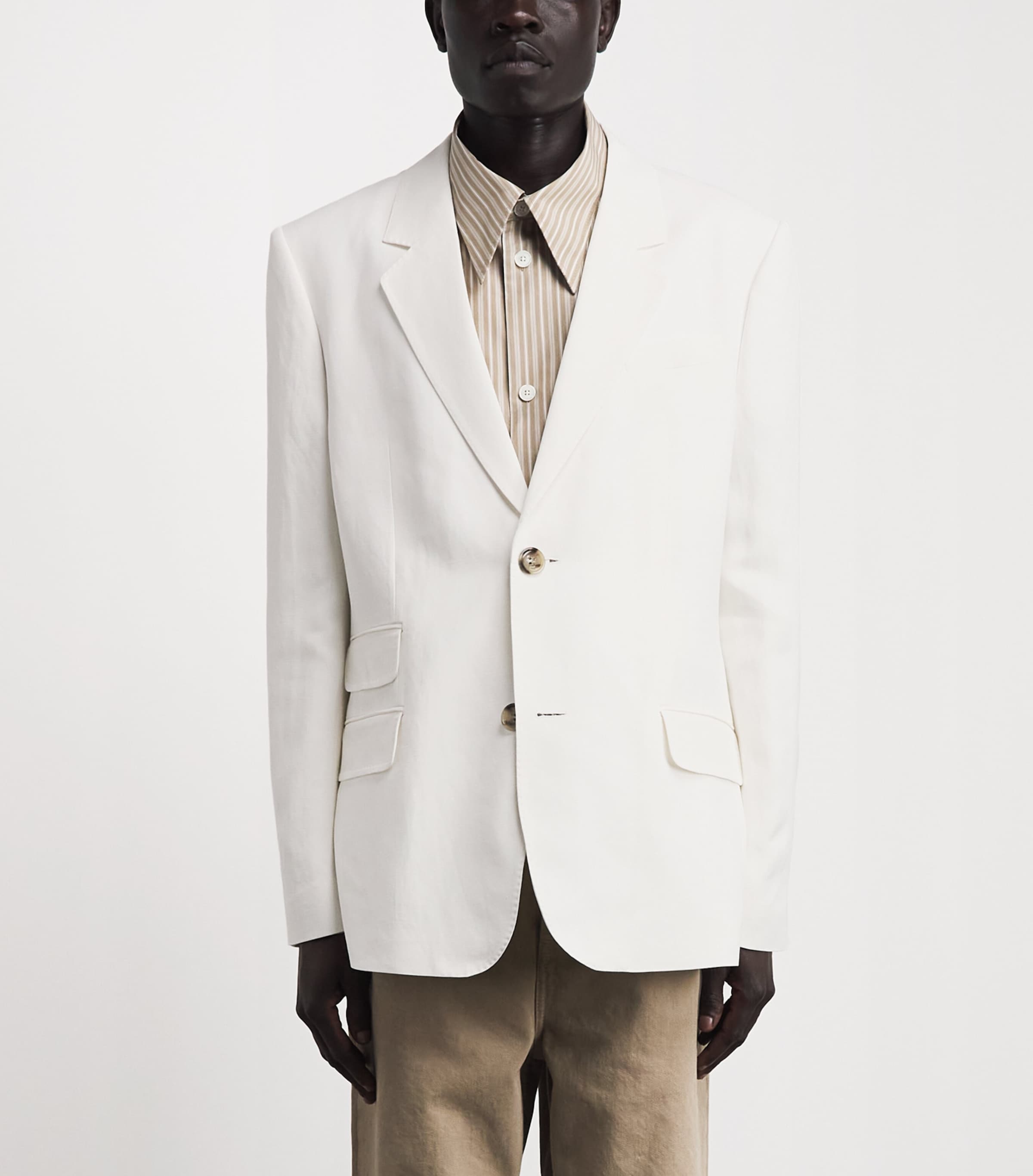 AMI Paris Mens Single-Breasted Blazer Blanc Creme Image 4