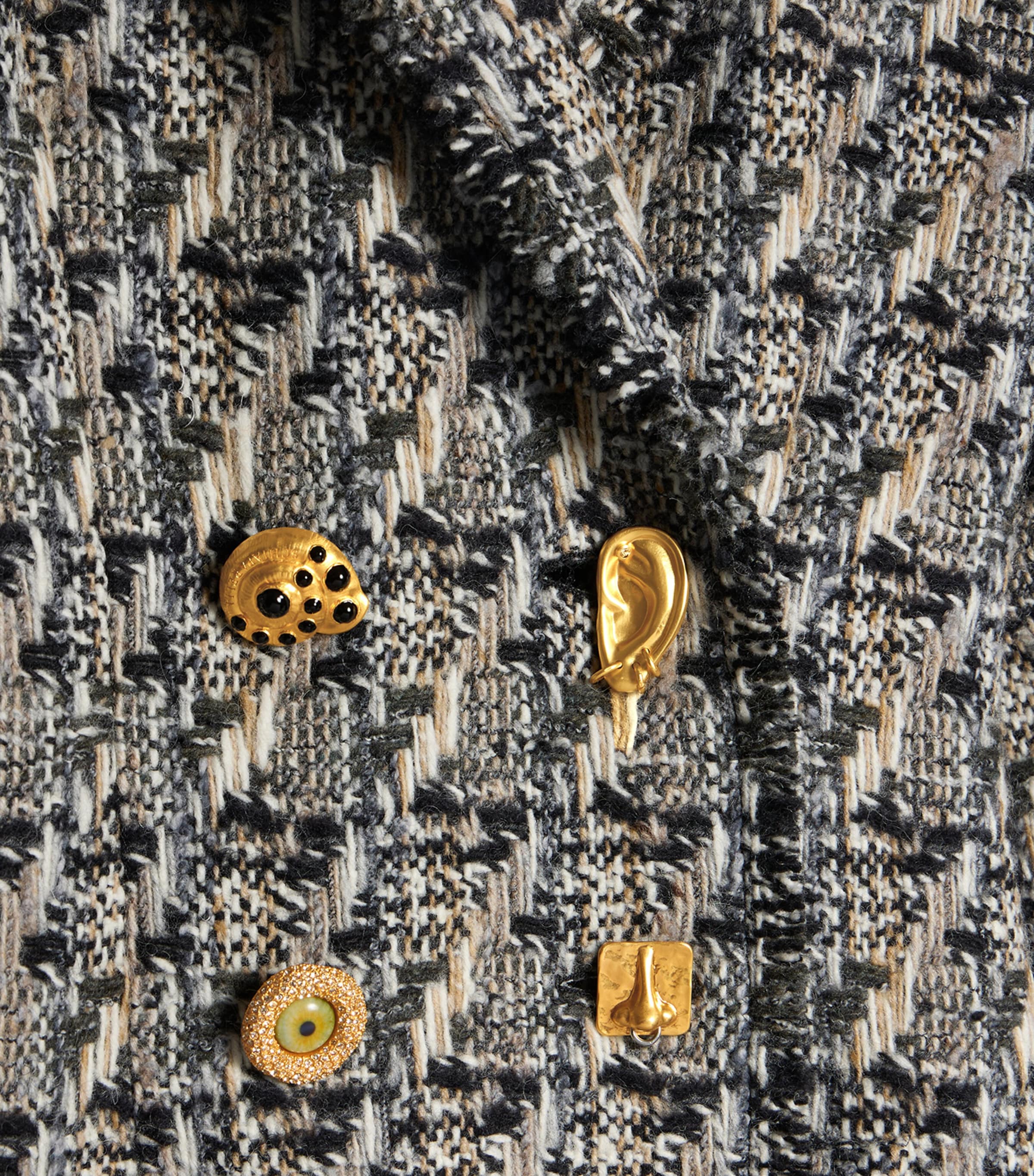 Schiaparelli Womens Wool Tweed Double-Breasted Coat Multicolor Image 6