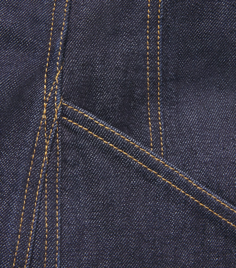 Denim V-Neck Midi Dress BLUE Image 5