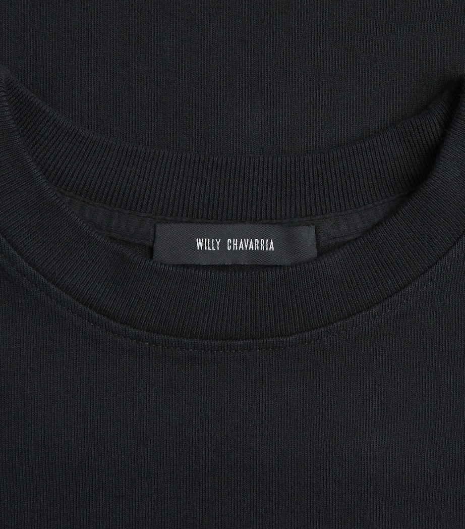 Willy Chavarria Mens Cotton Fashion Services T-Shirt Black Image 6