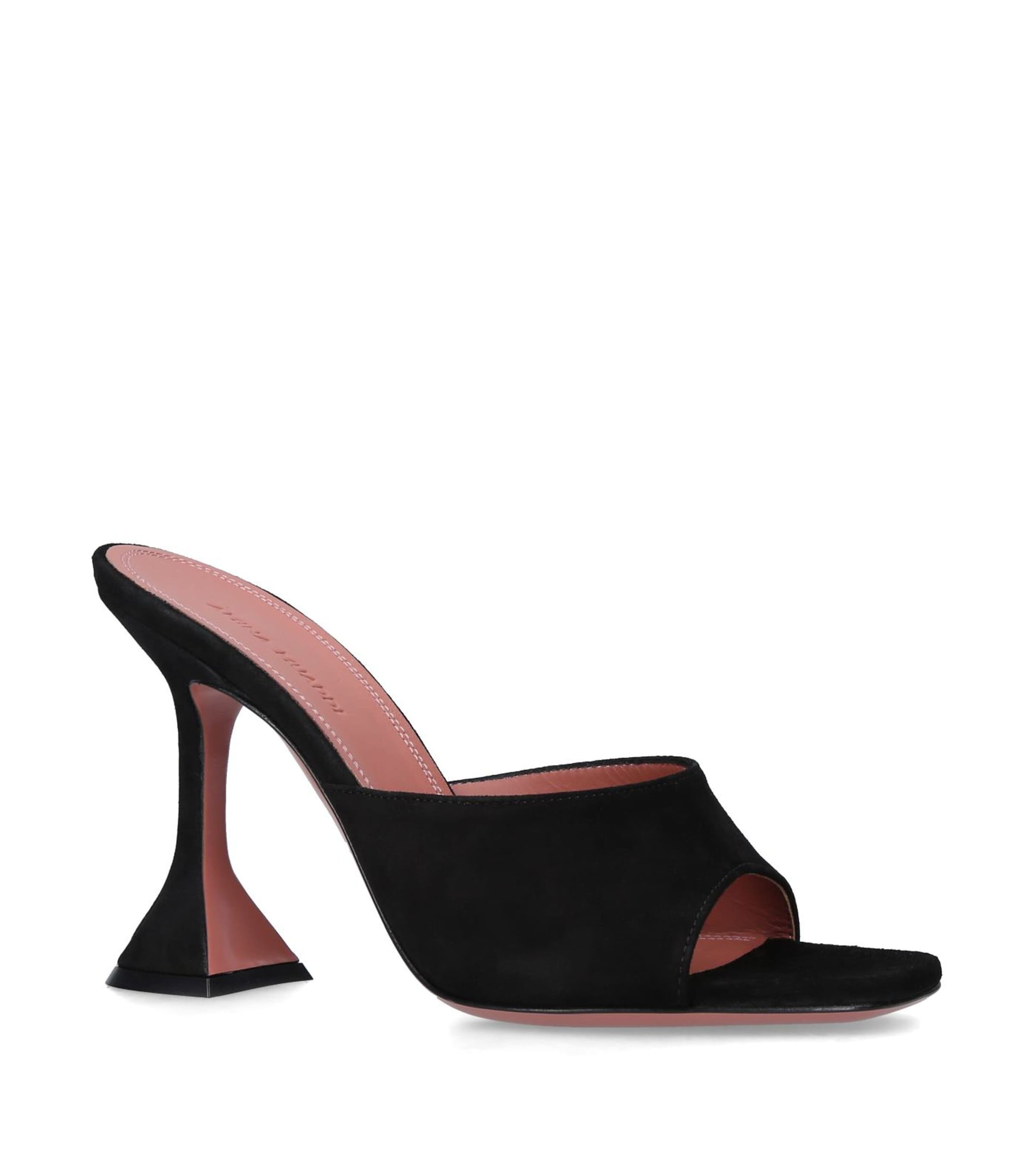 Amina Muaddi Lupita Suede Pedestal Mule Sandals In Black