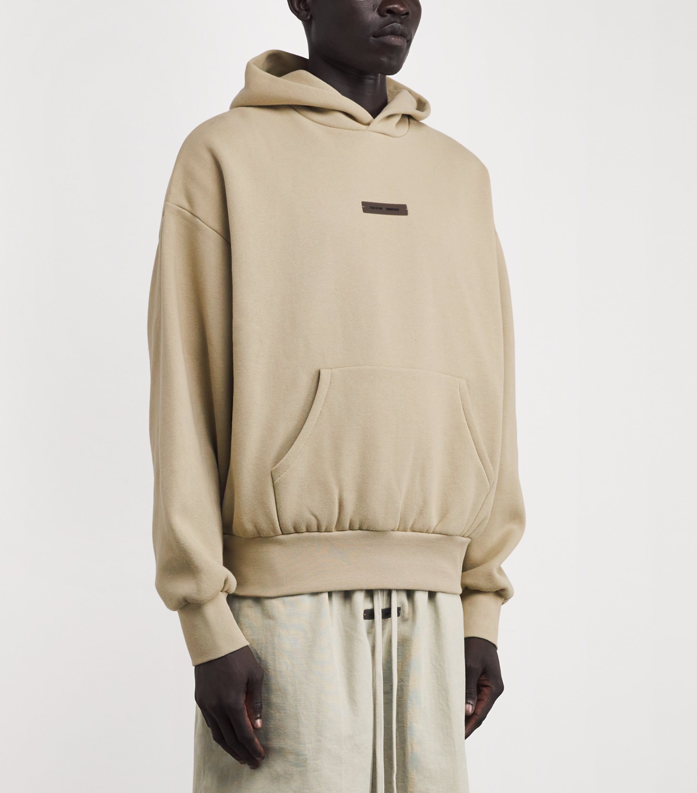FEAR OF GOD ESSENTIALS Mens Cotton-Blend Logo Hoodie Abbey Stone Image 3