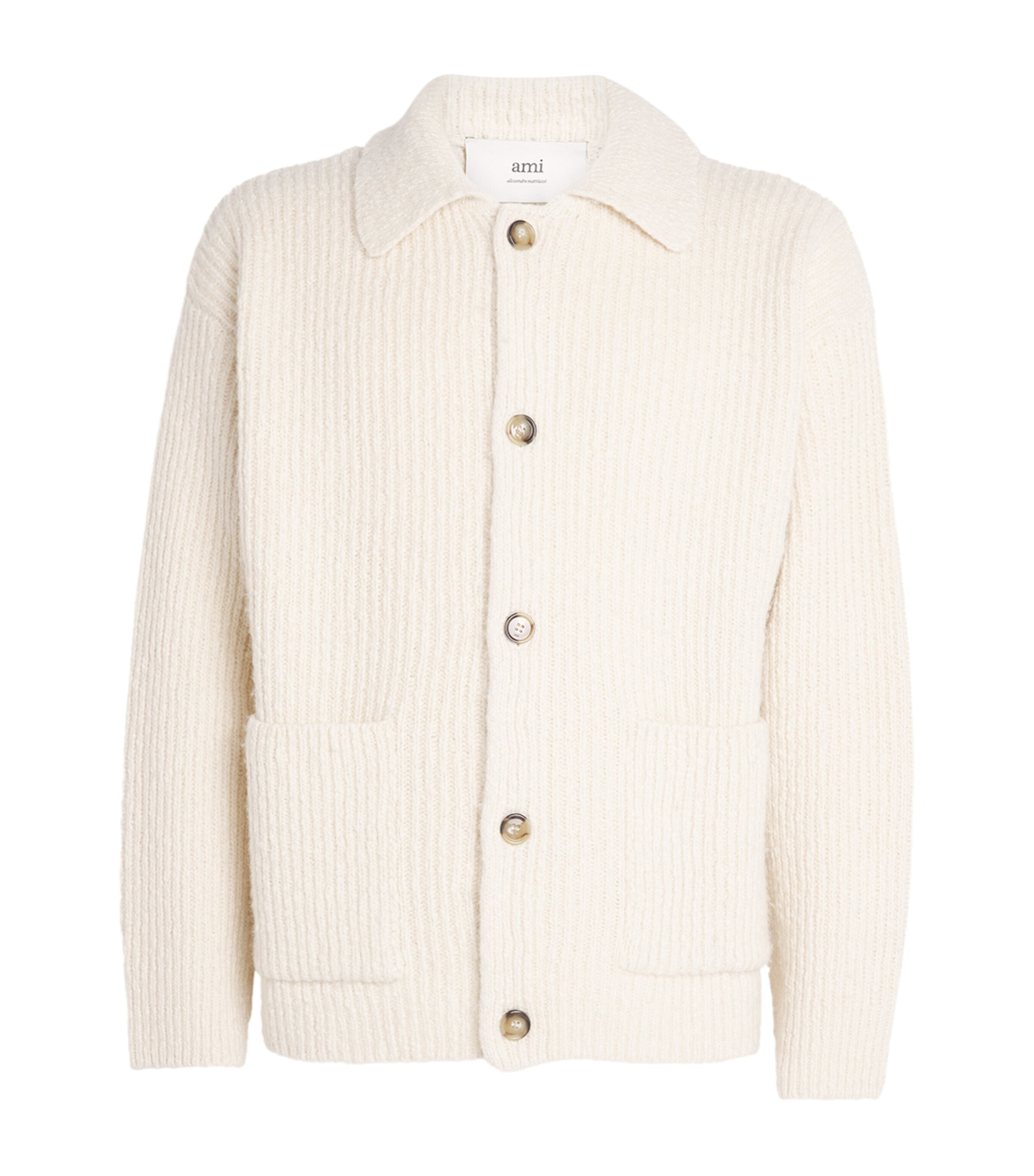 Wool-Blend Rib-Knit Cardigan 185 - IVOIRE Image 1