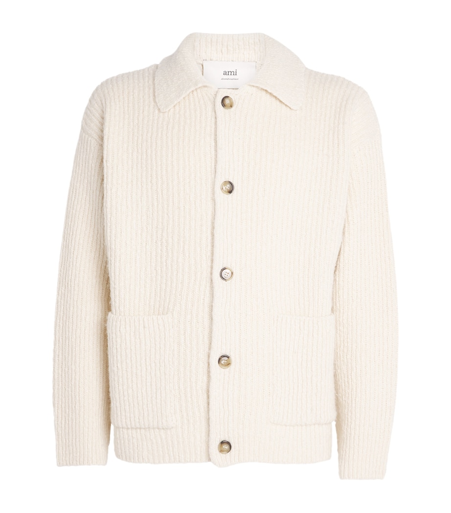 Wool-Blend Rib-Knit Cardigan 185 - IVOIRE Image 1