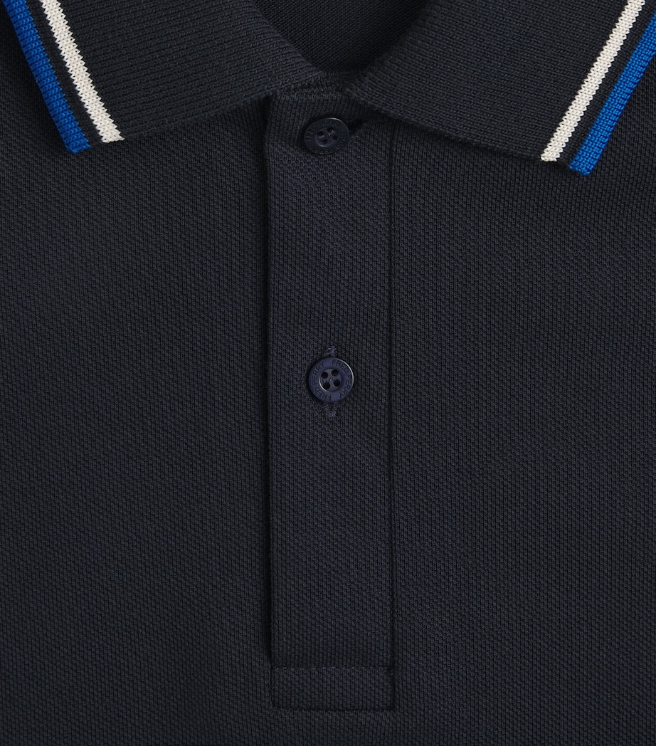 Fred Perry Mens Cotton Twin Tipped Polo Shirt Nvy/trmlwt/icblu Image 6