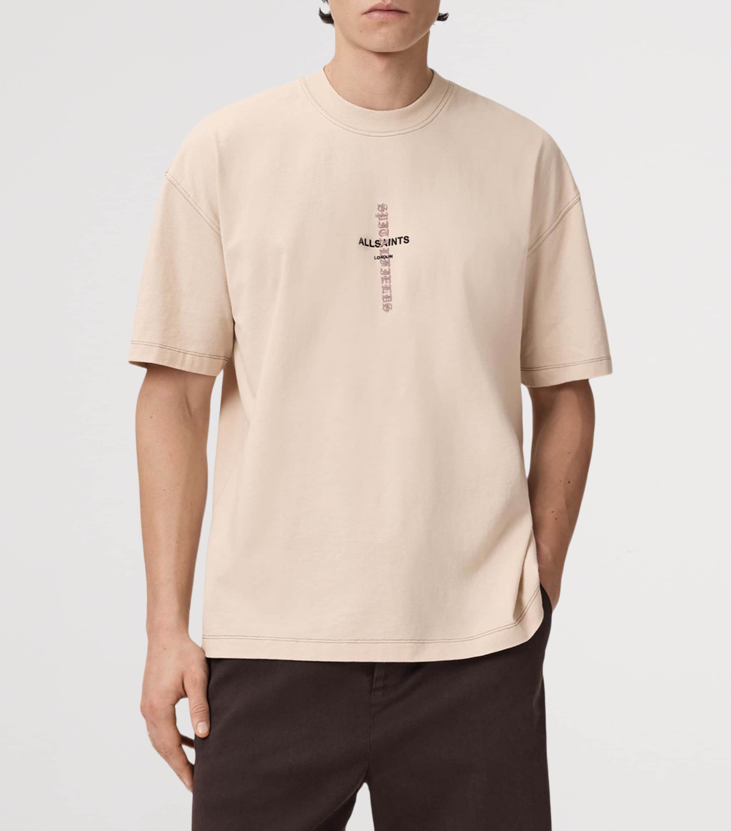 AllSaints Mens Organic Cotton Knox T-Shirt Phantom White Image 8