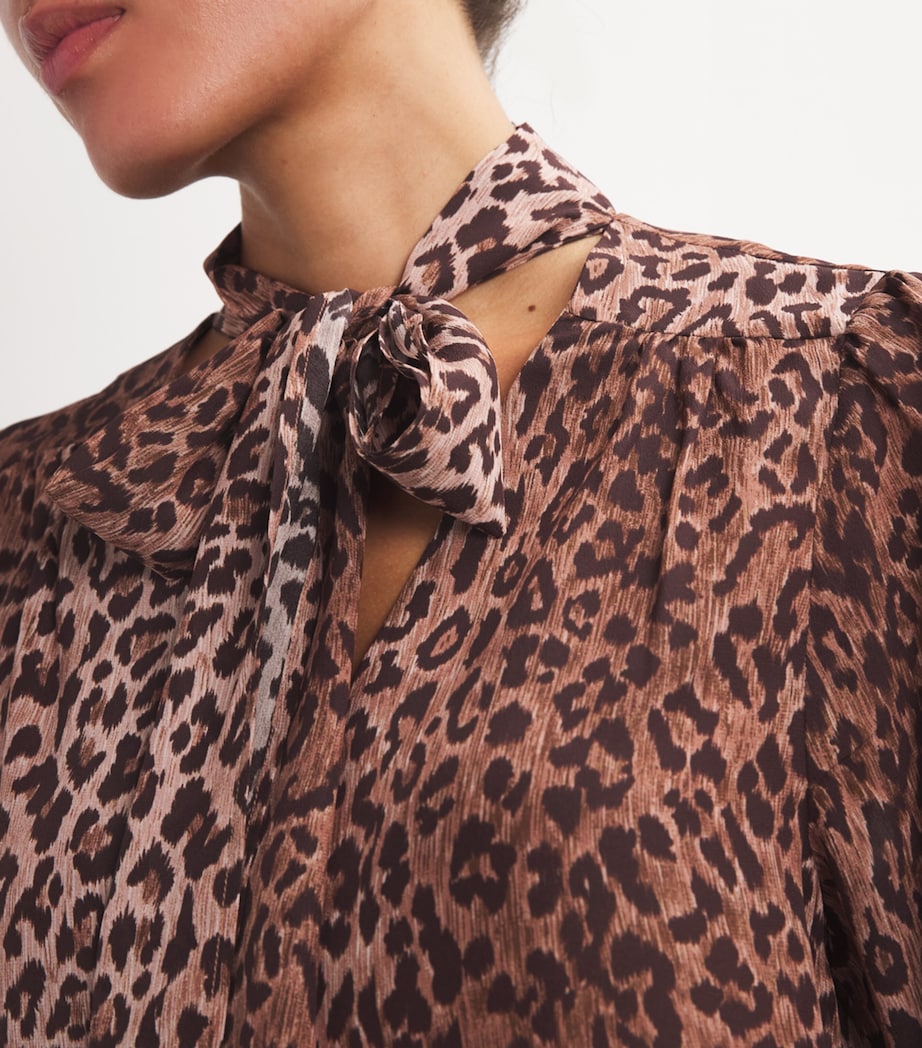 Silk Moss Pussybow Blouse LEOPARD Image 6