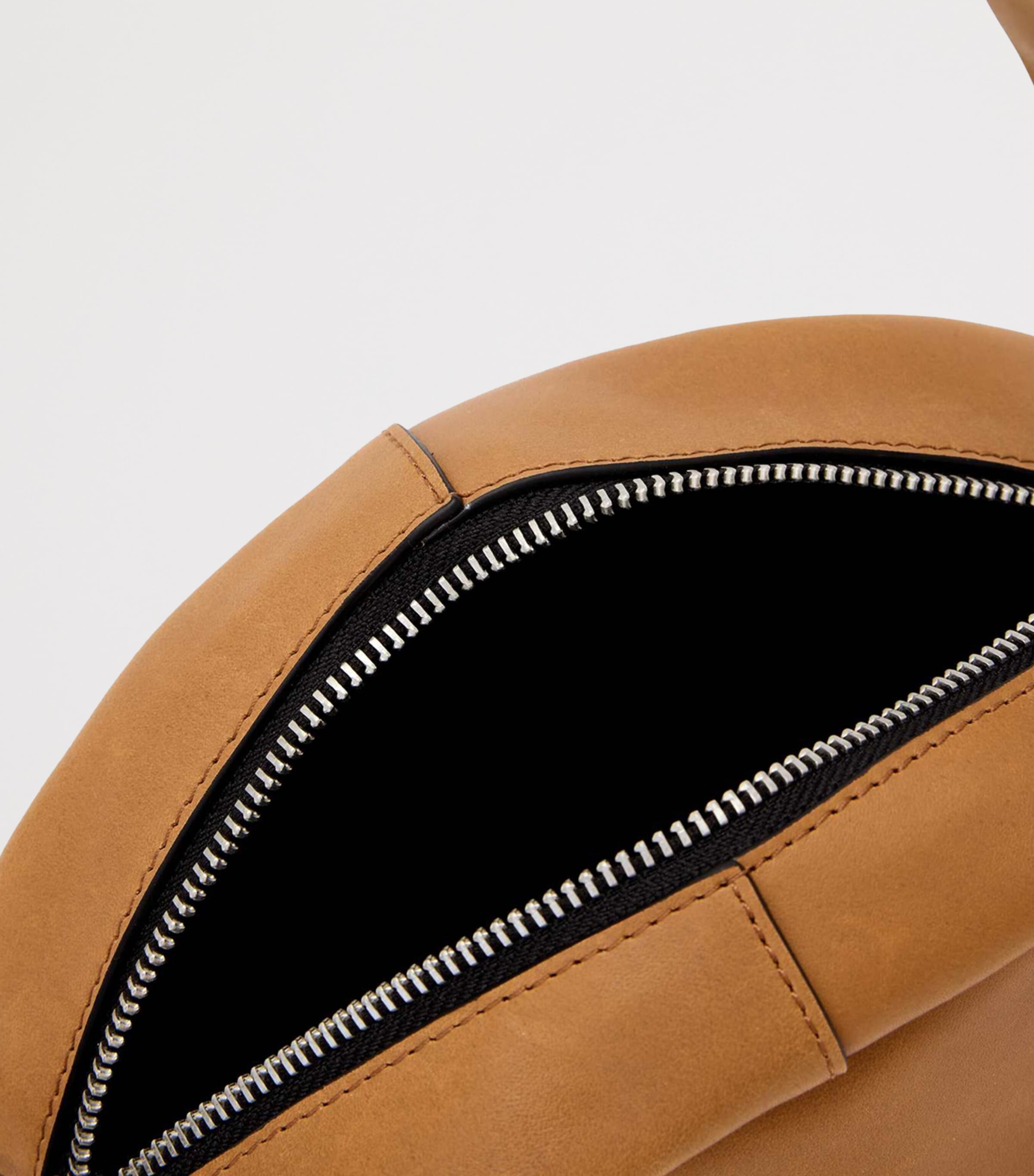 AllSaints Calfskin Rosalie Arc Cross-Body Bag Toffee Brown Image 5