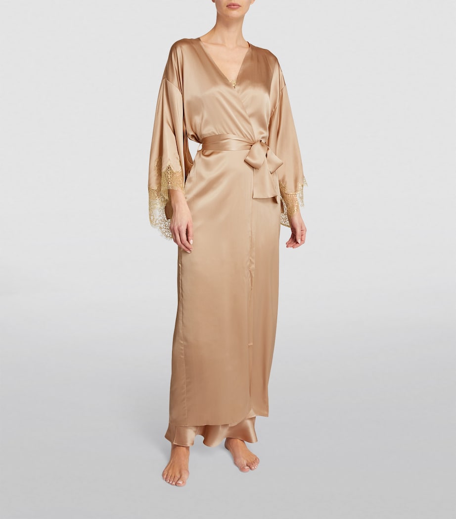 Silk Gina Long Robe ALMOND/GOLD Image 3