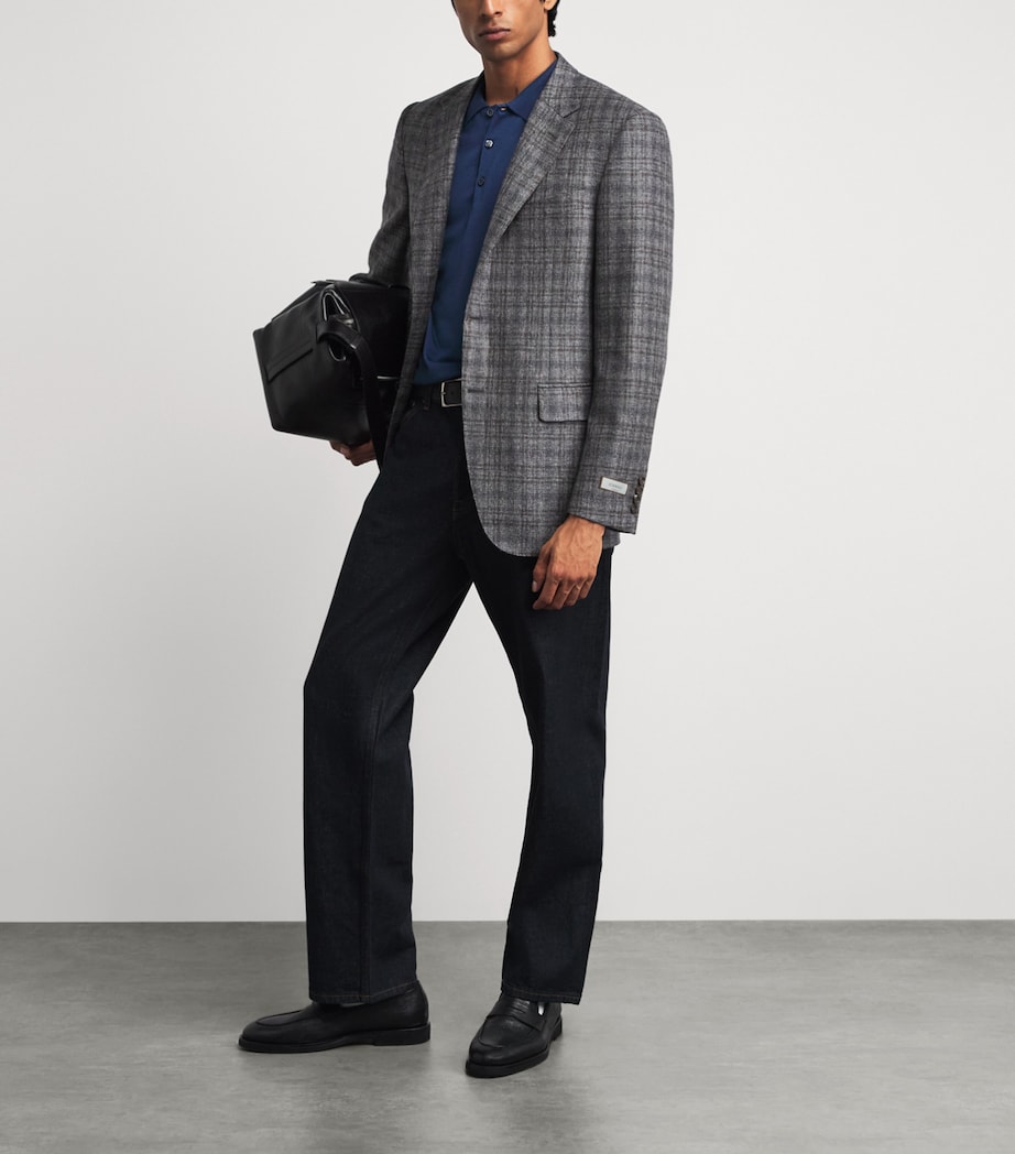 Canali Mens Wool Check Blazer Multi Image 2