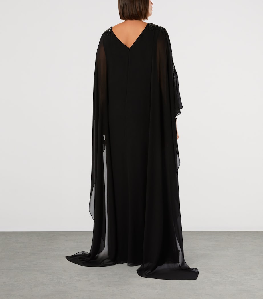 Marina Rinaldi Womens Embellished Caped Gown Black Image 4