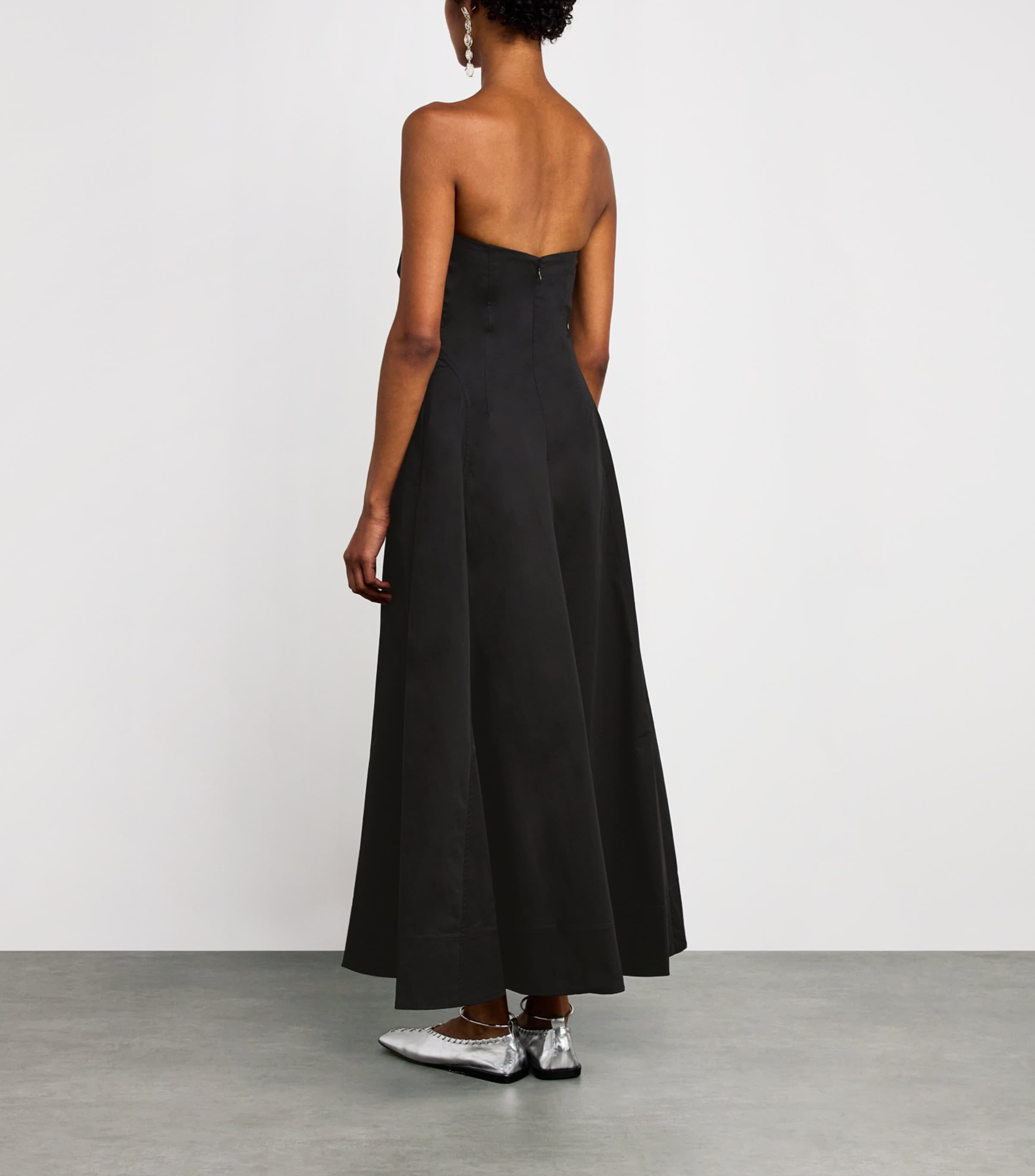 Organic Cotton-Blend Strapless Maxi Dress BLACK Image 3