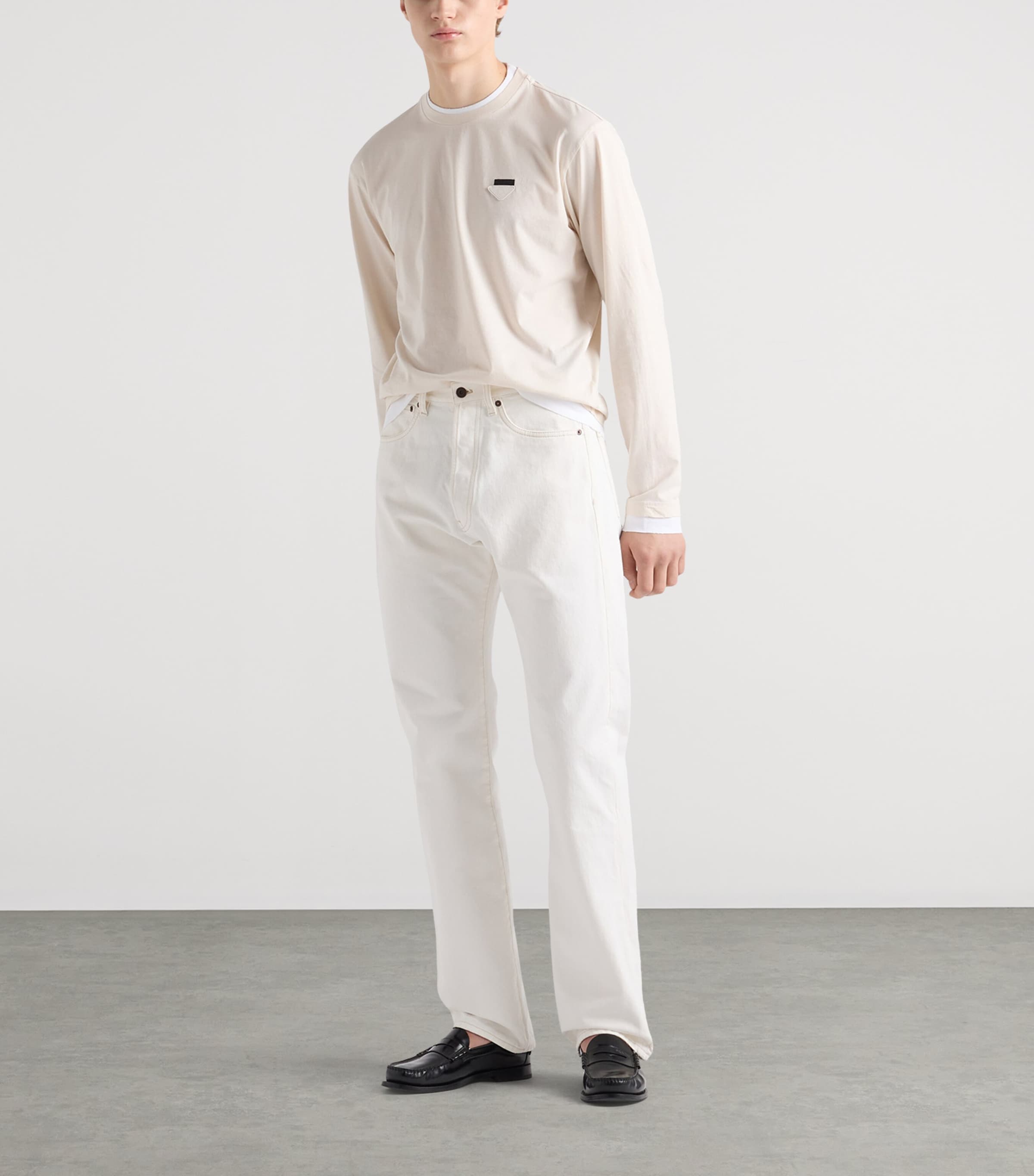 Prada Mens Cotton Long-Sleeve T-Shirt Neutral Image 2