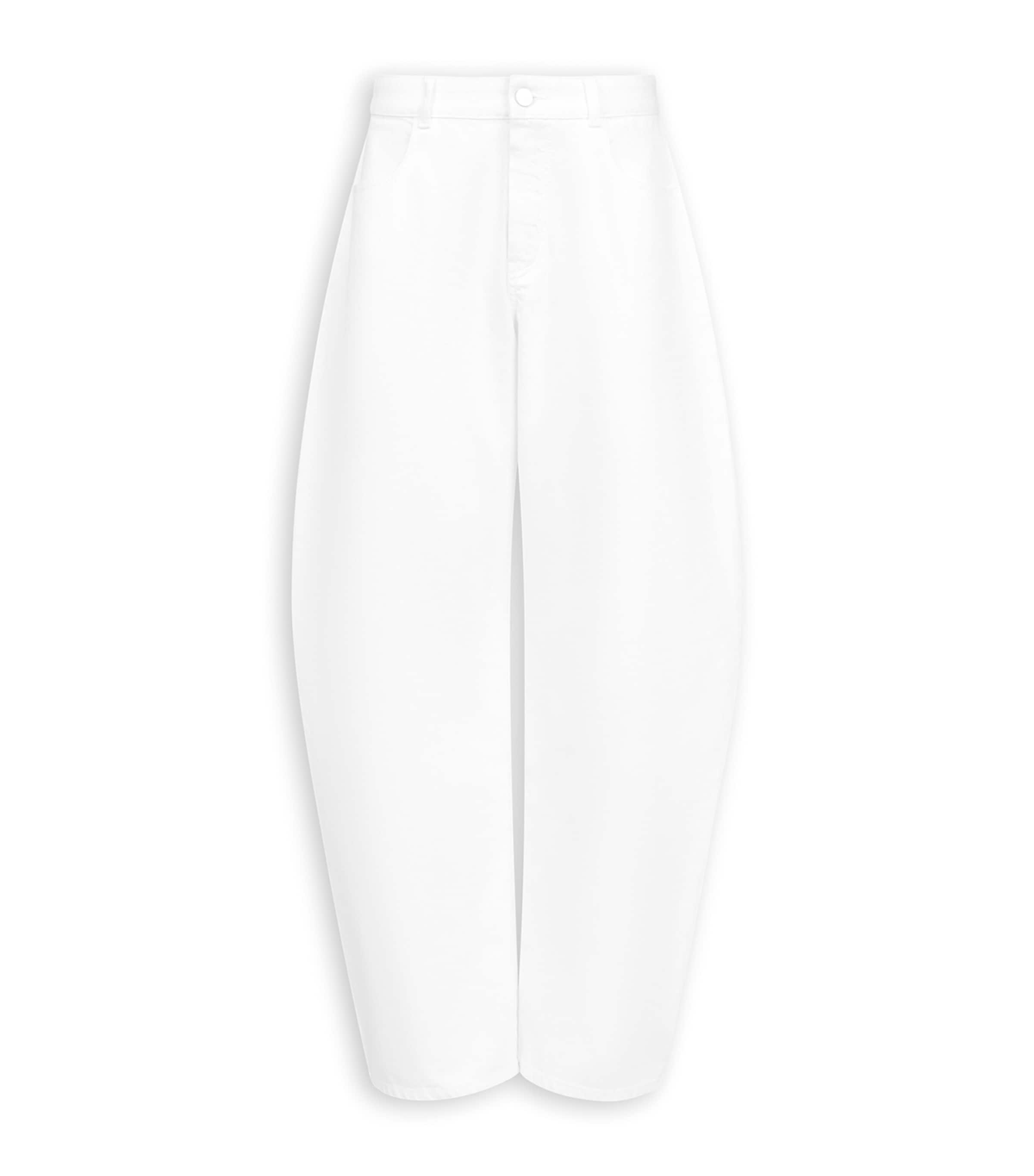 Alaïa Womens Round Wide-Leg Jeans Blanc Image 1