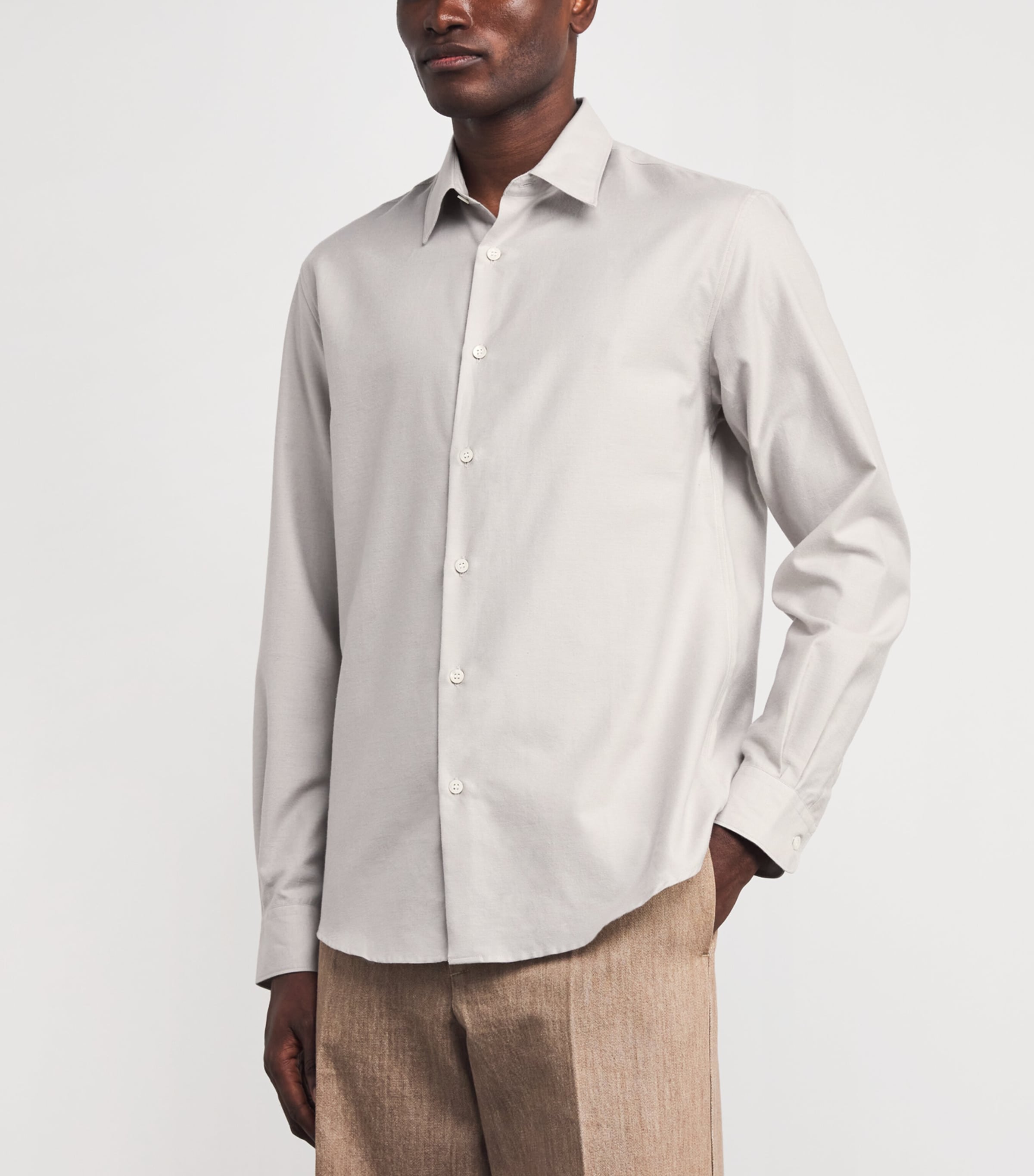Sunspel Mens Cotton-Cashmere Shirt Gyfi Image 4