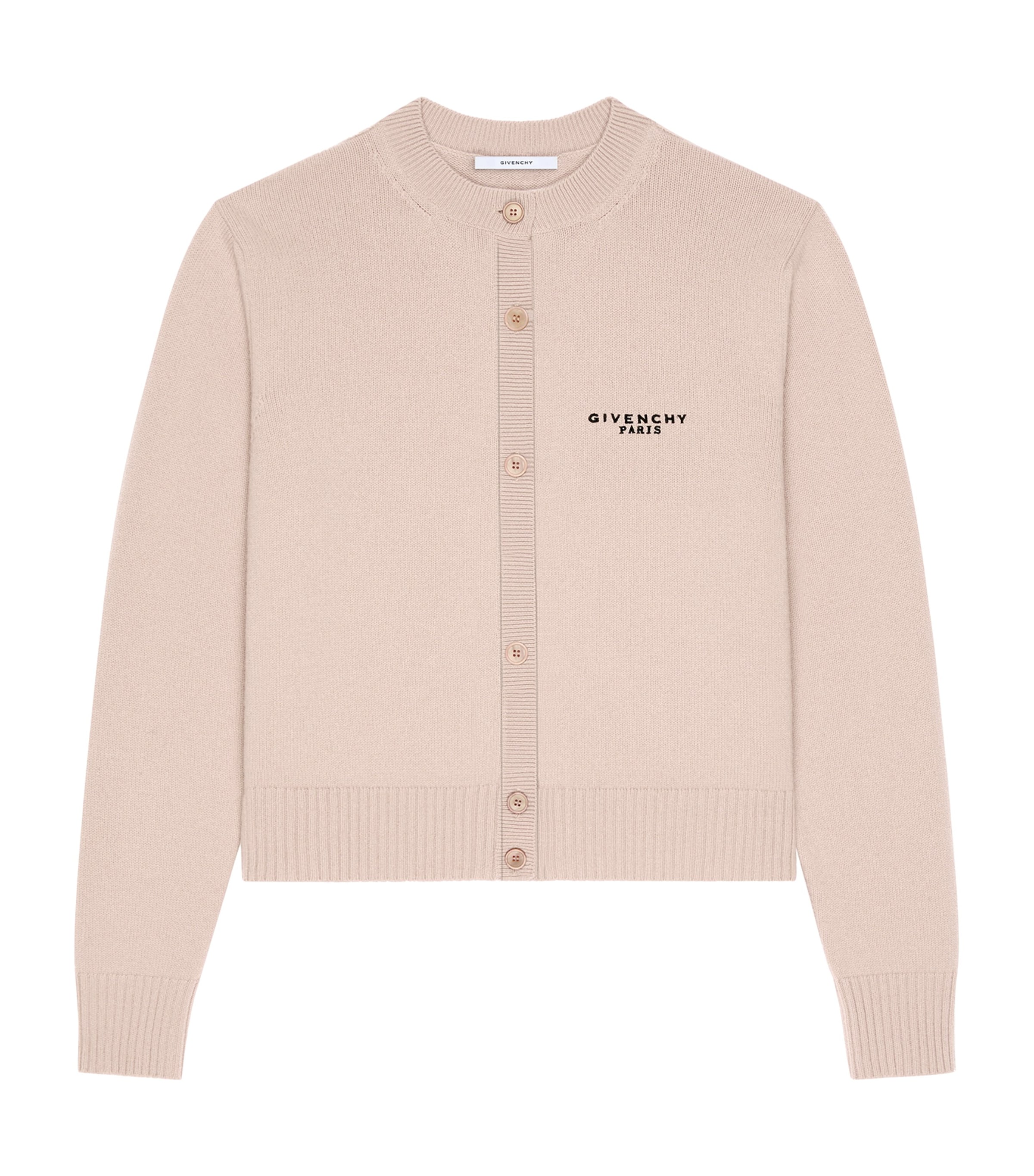 Givenchy Womens Wool and Cashmere Logo Cardigan Powder Image 1