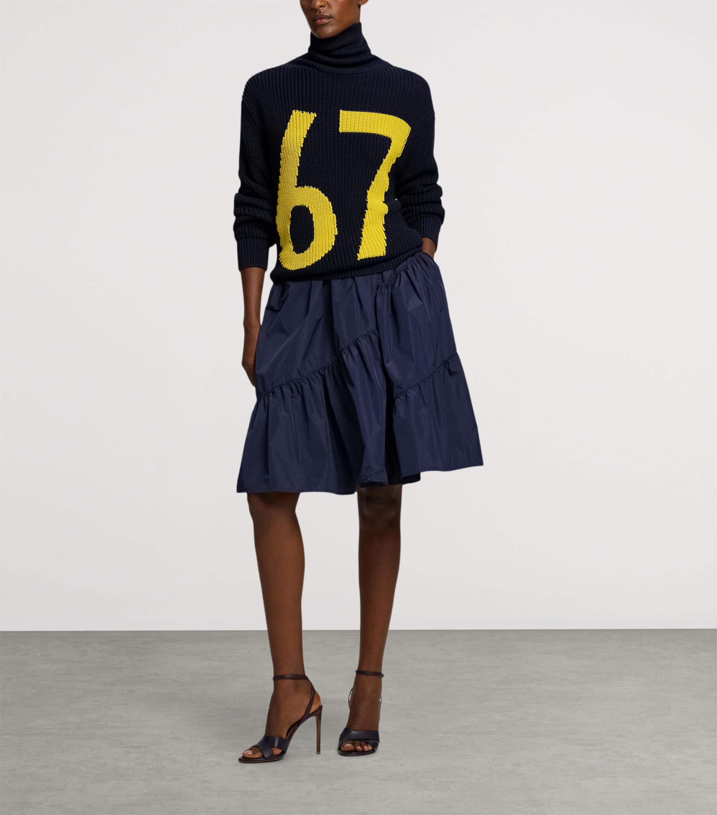 Taffeta Kyle Midi Skirt NAVY-410 Image 6