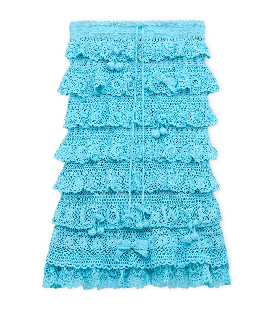 LOEWE Womens x Paula's Ibiza Crochet Midi Skirt Turquoise Image 1
