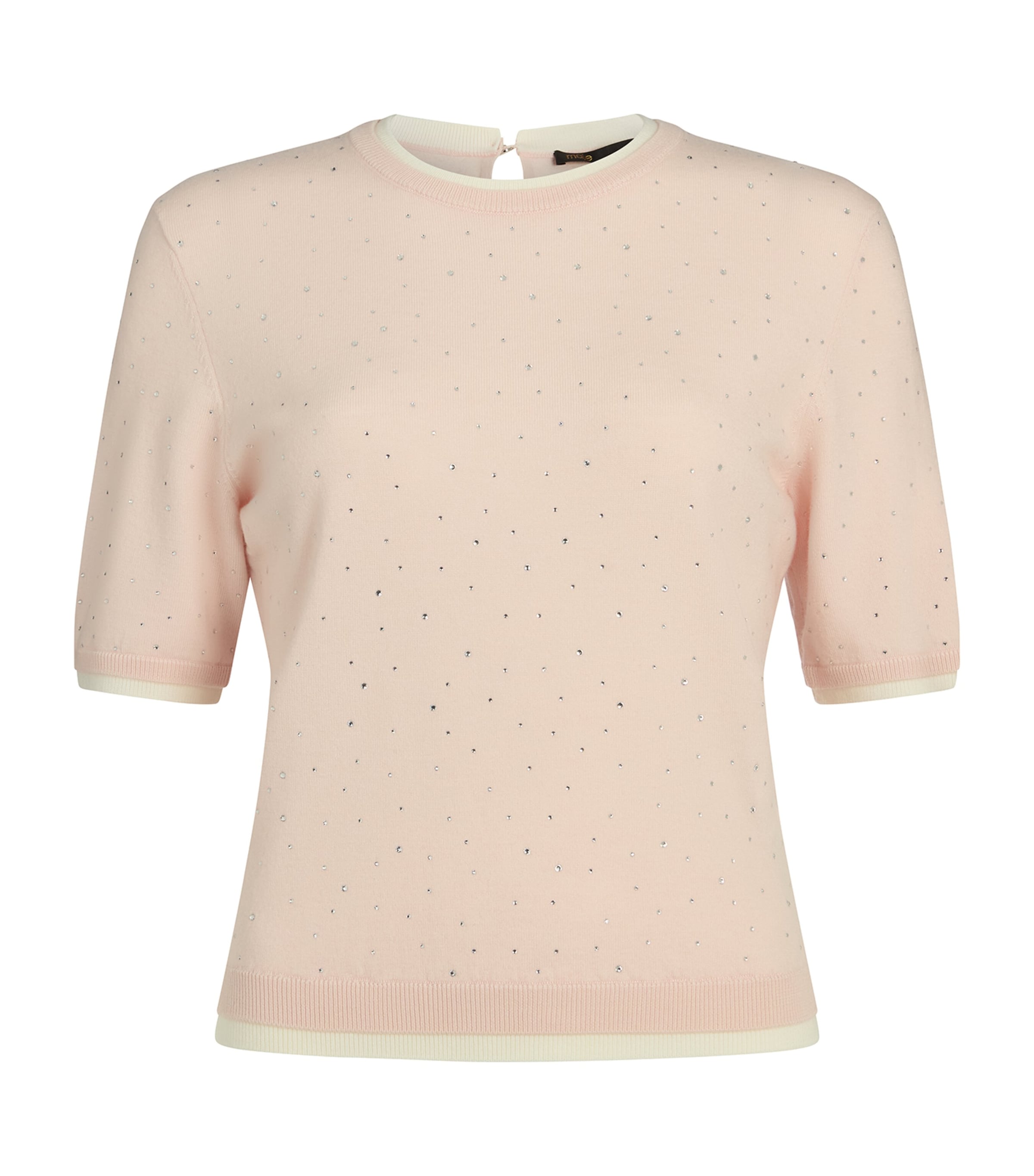 Maje Embellished Wool Short-sleeve Sweater In Neutral