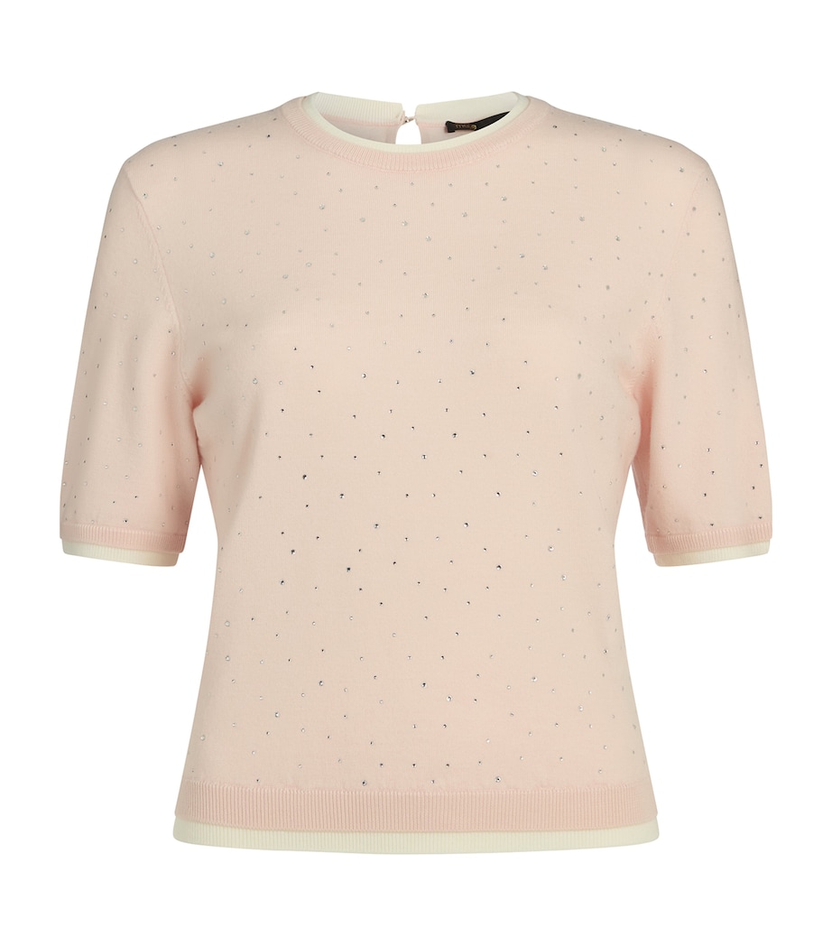 Embellished Wool Short-Sleeve Sweater PINK Image 1
