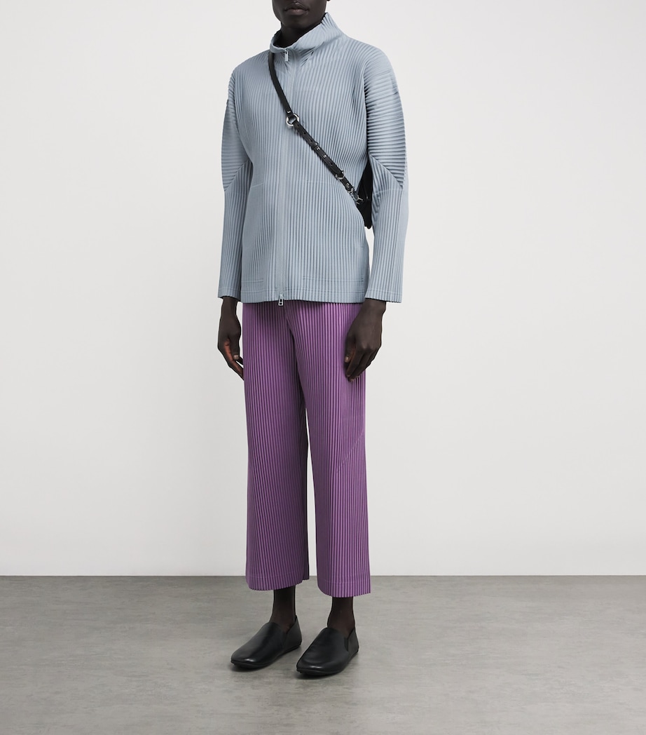 Homme Plissé Issey Miyake Mens Pleated Zip-Up Cardigan Gray Blue Image 2