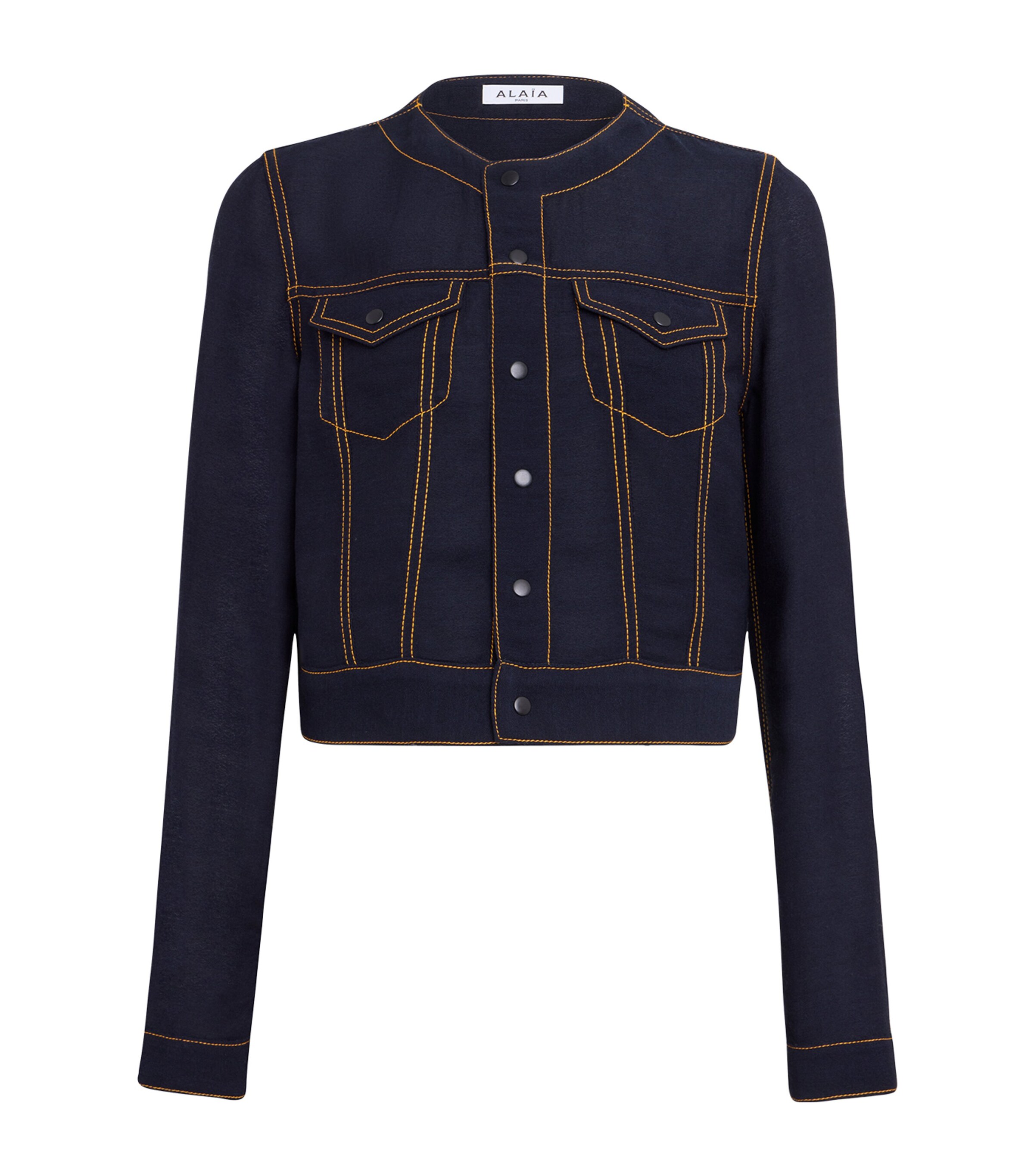 Wool-Blend Cropped Jacket MARINE FONCE Image 1