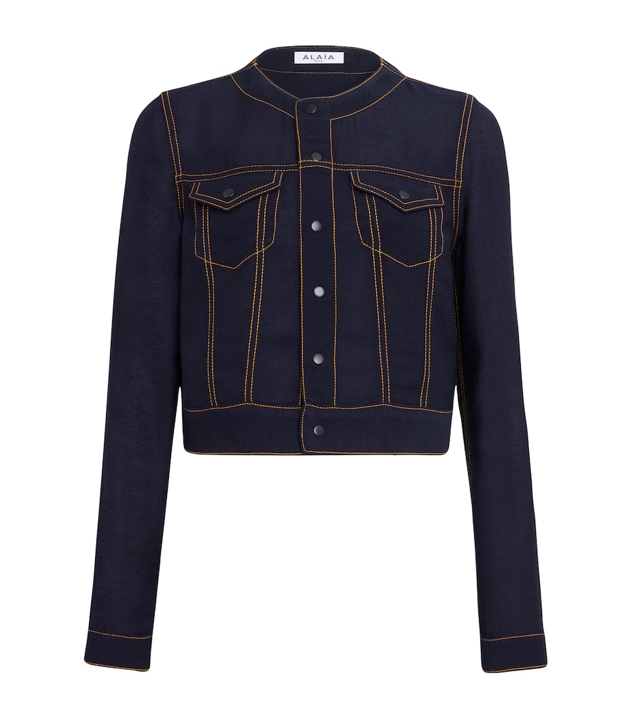 Wool-Blend Cropped Jacket MARINE FONCE Image 1