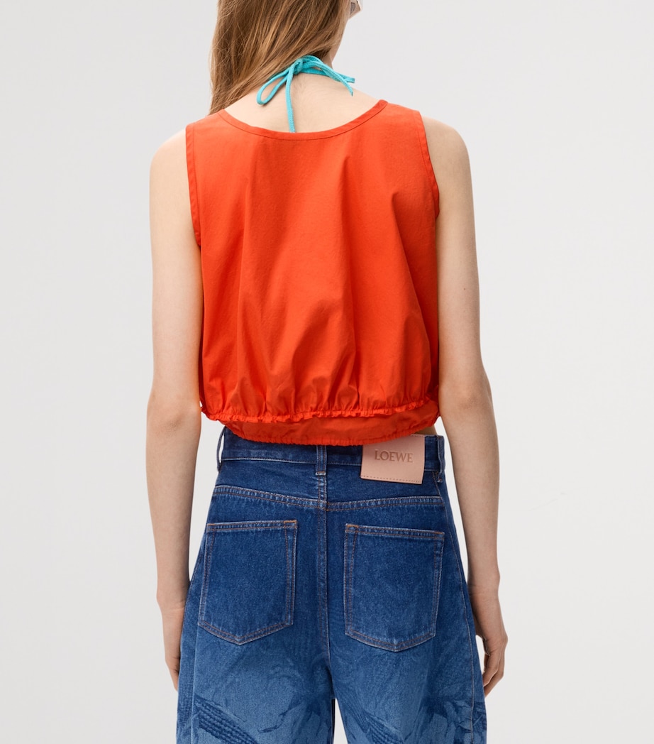 LOEWE Womens x Paula's Ibiza Cotton-Blend Sleeveless Crop Top Orange Image 4