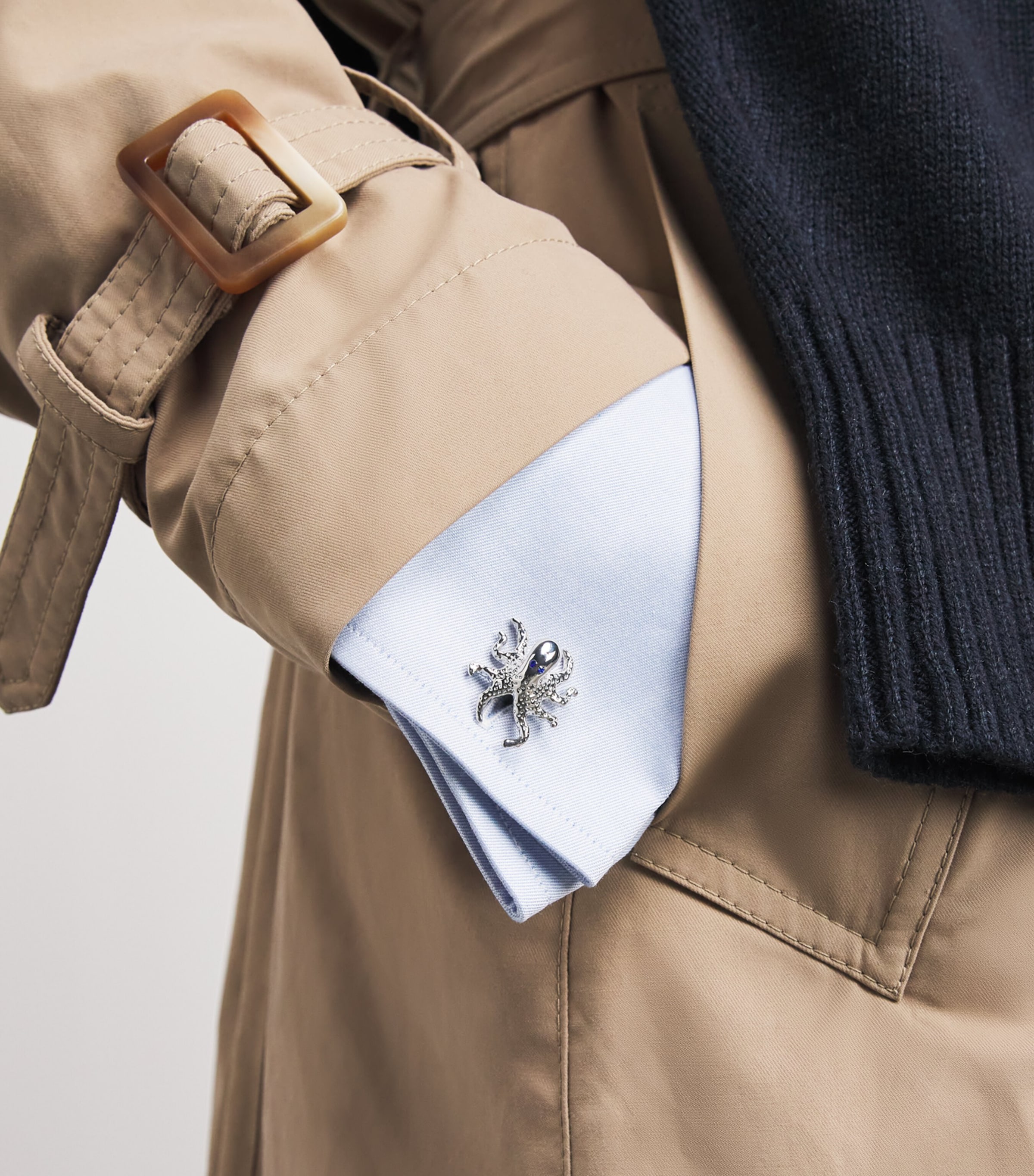 Tateossian Thompson Palladium-Plated Octopus Cufflinks Blue Image 2