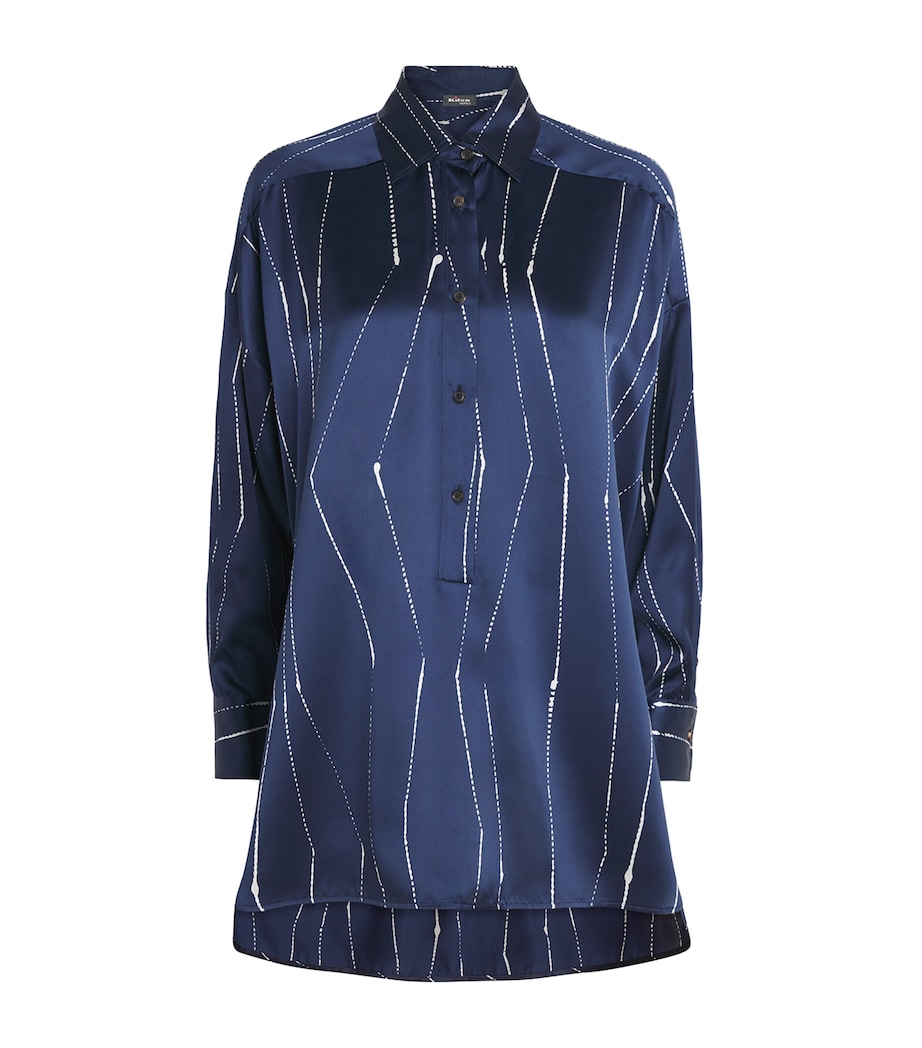 Kiton Womens Silk Printed Shirt Blue/white Image 1