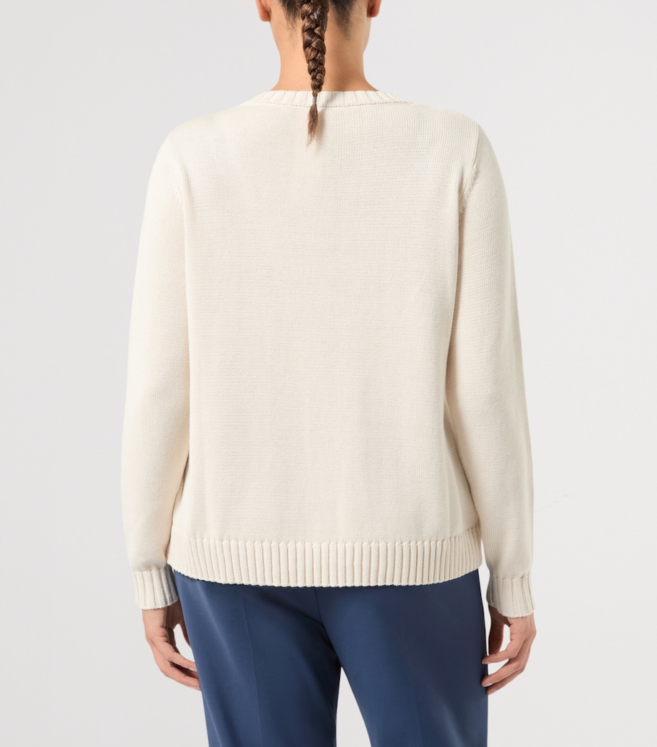 Marina Rinaldi Womens Cotton Embellished Sweater White Image 4