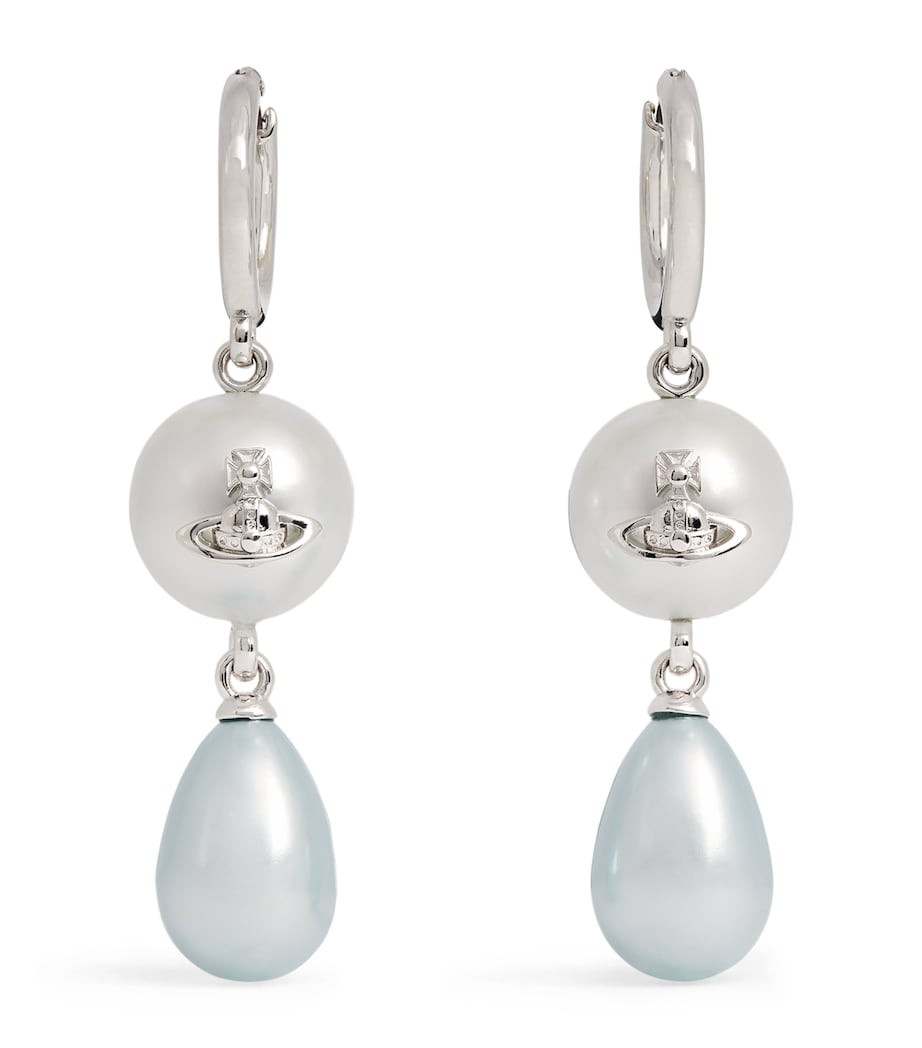 Vivienne Westwood Faux Pearl Martha Drop Earrings Platnium/light Blue Image 1