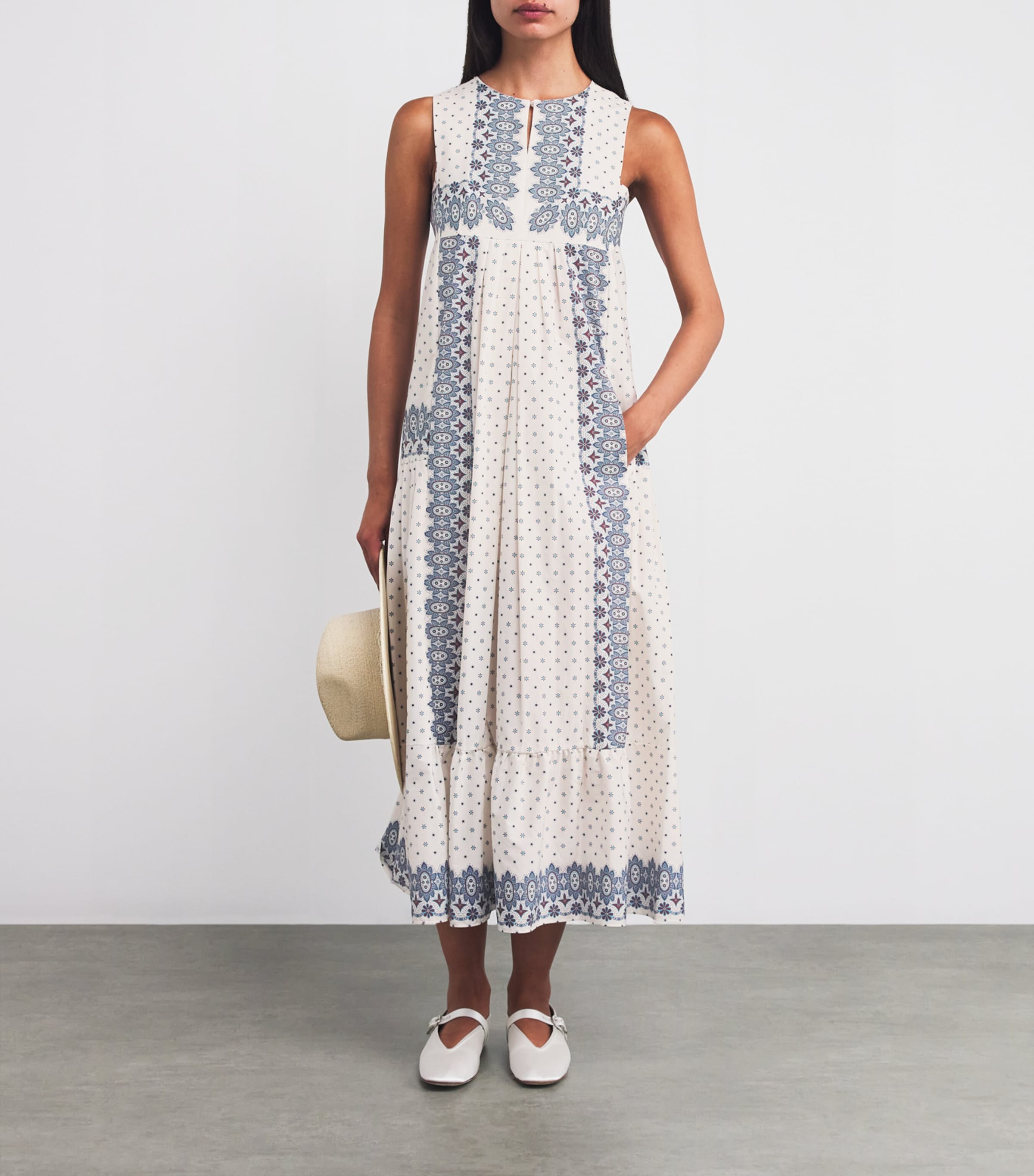 Cotton Printed Midi Dress IVORY Image 2