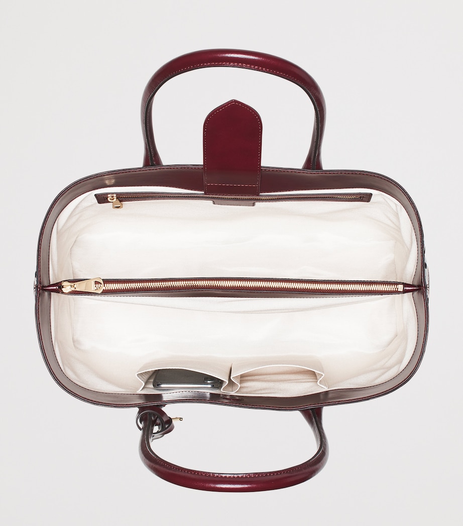 Leather London Tote Bag BURGUNDY Image 6